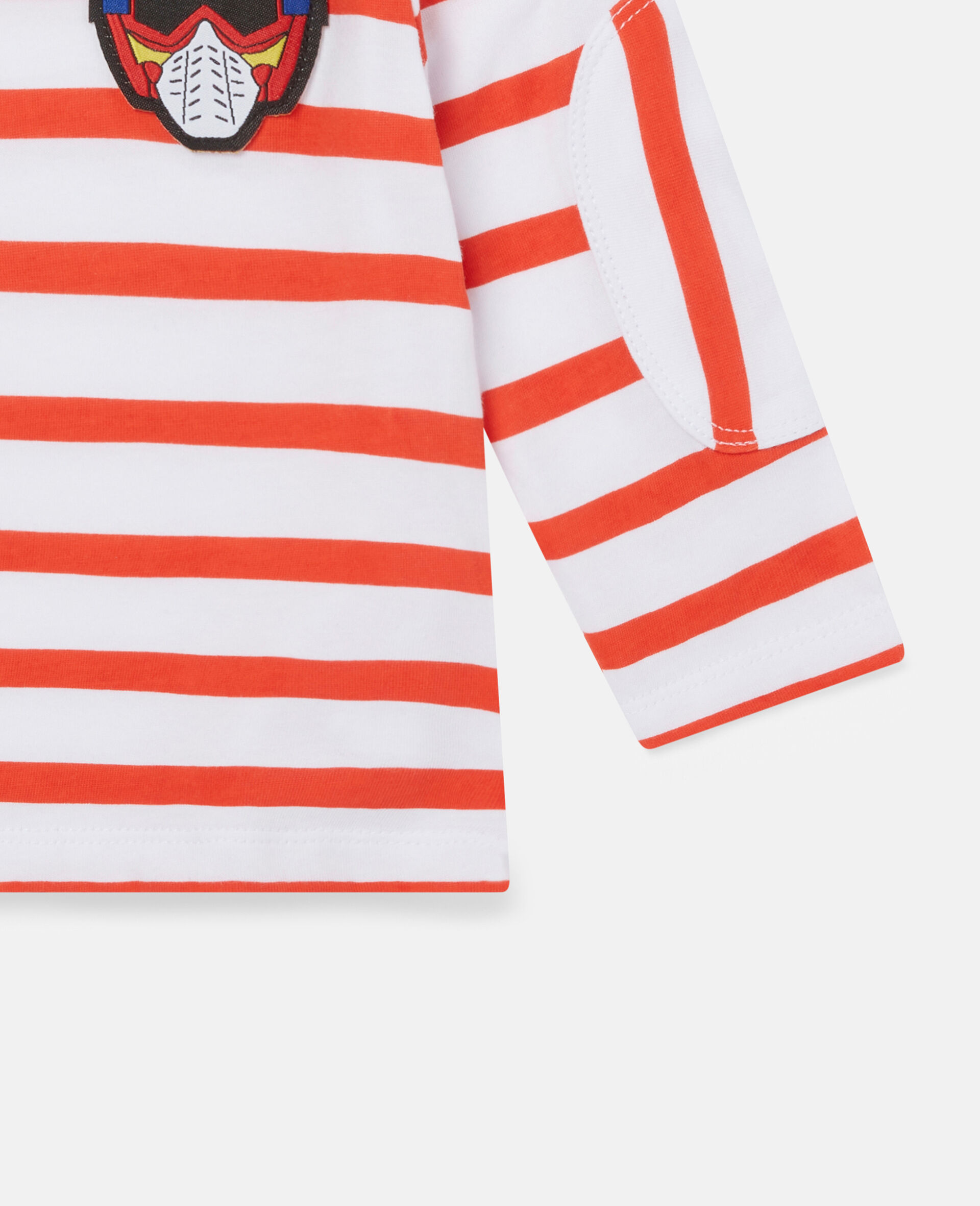Cotton Striped Motorcycle Helmet Top-White-large image number 2