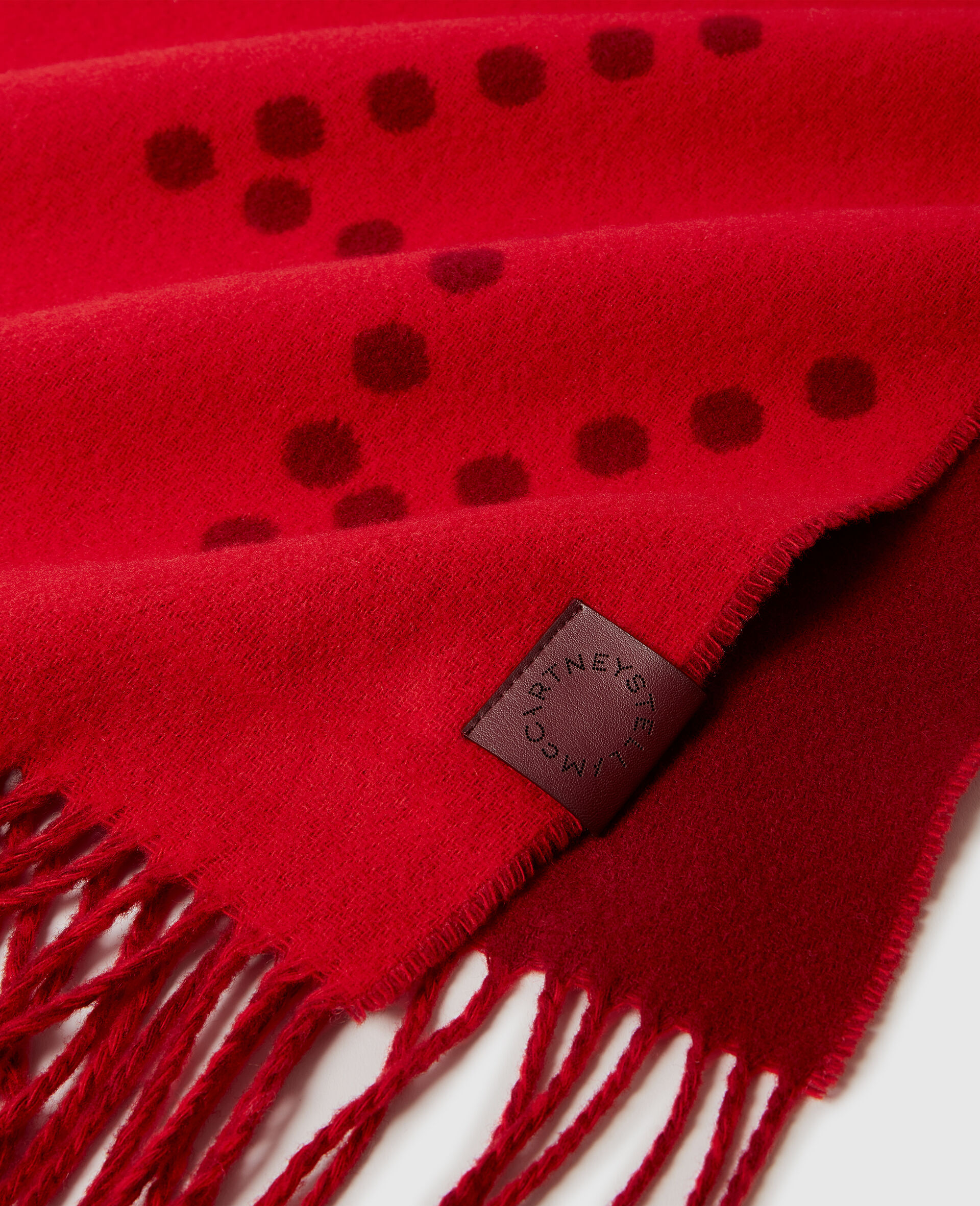 Logo Fringe Scarf-Red-medium