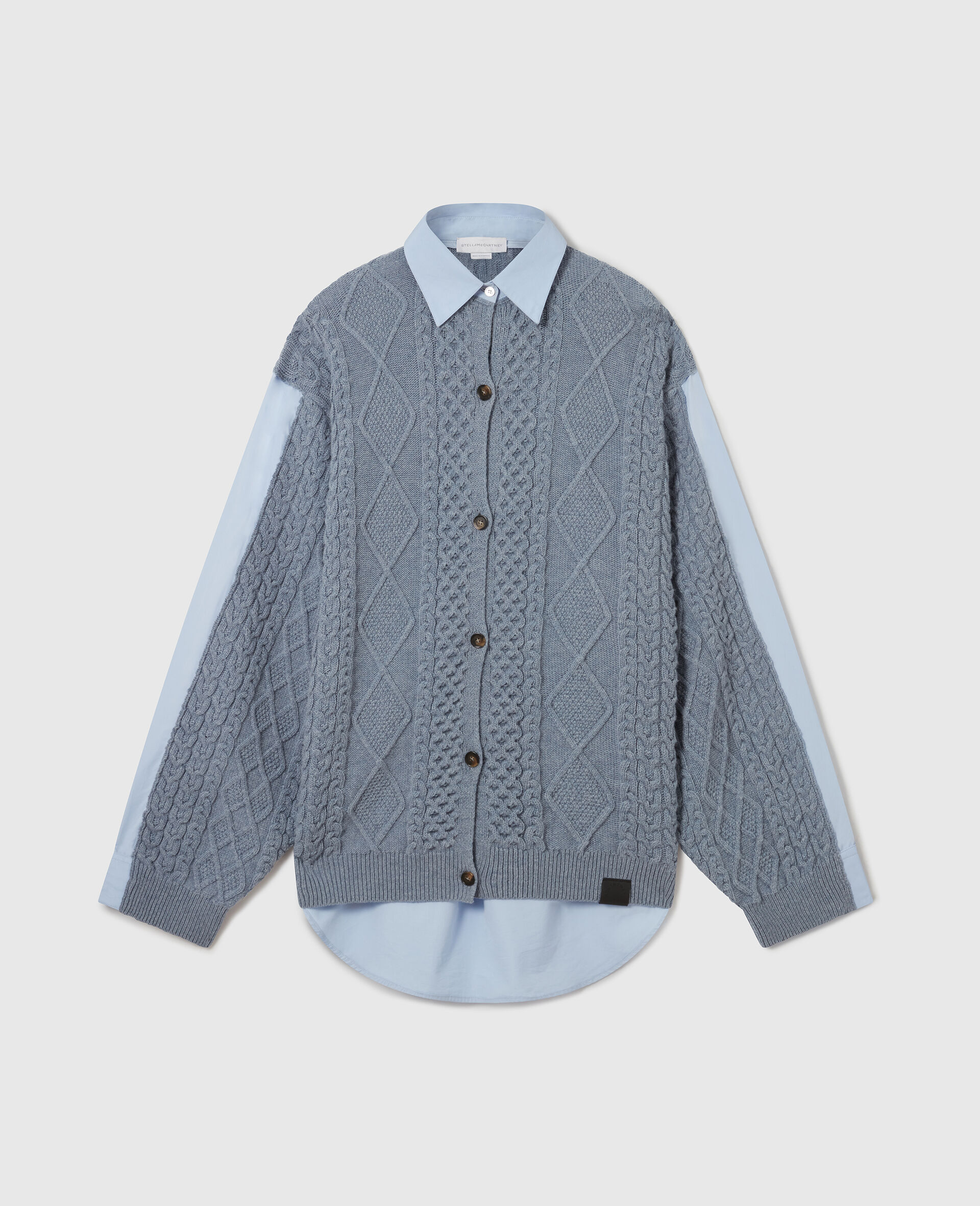 Hybrid Knit Shirt Cardigan-Blue-medium
