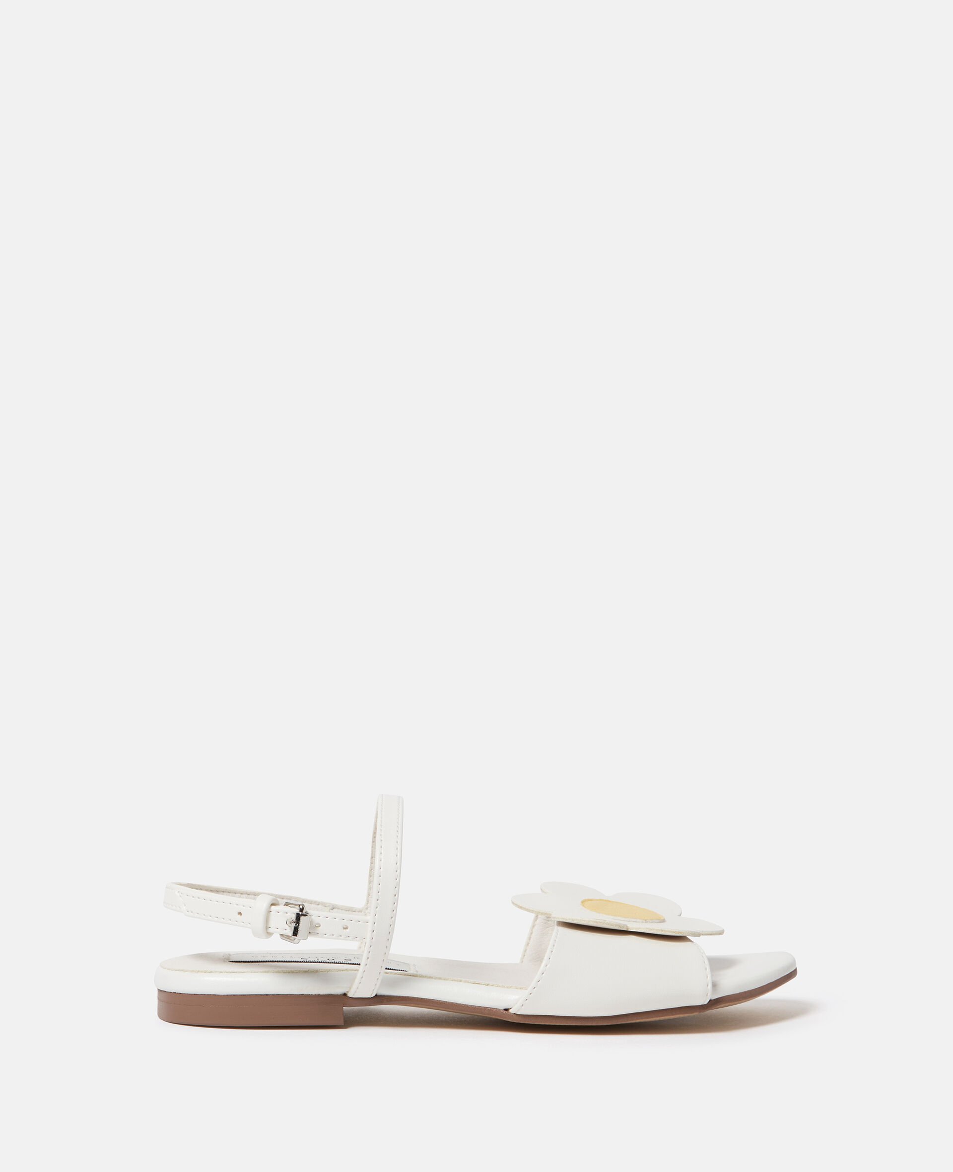 Daisy Detail Strappy Sandals-White-medium