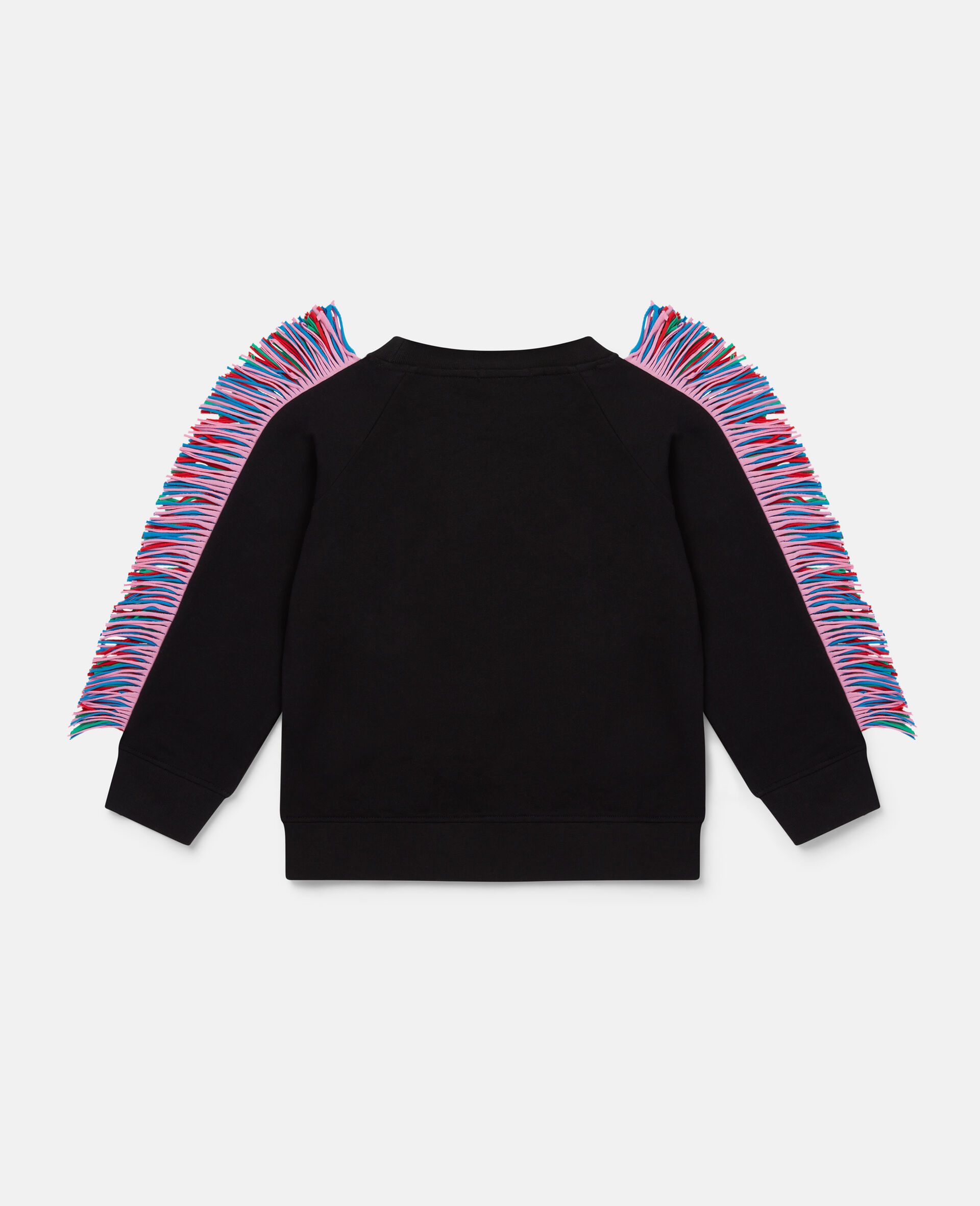 Glitter Patch Fringe Cotton Fleece Sweatshirt-Black-large image number 3