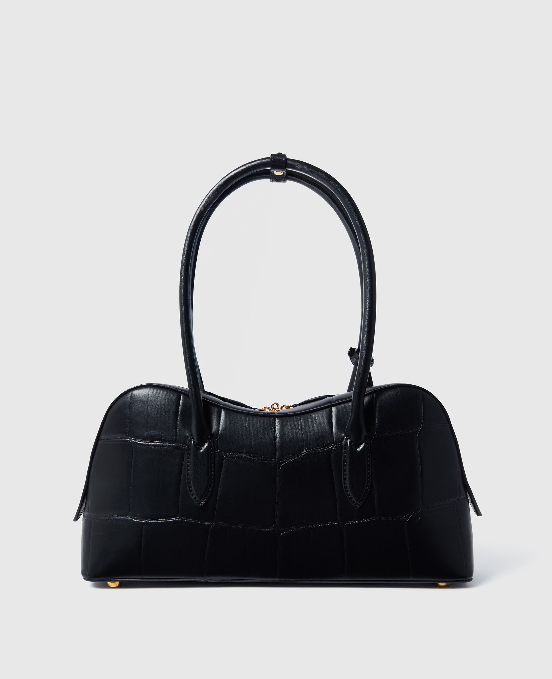 Ryder Crocodile-Embossed Shoulder Bag-Black-large image number 6