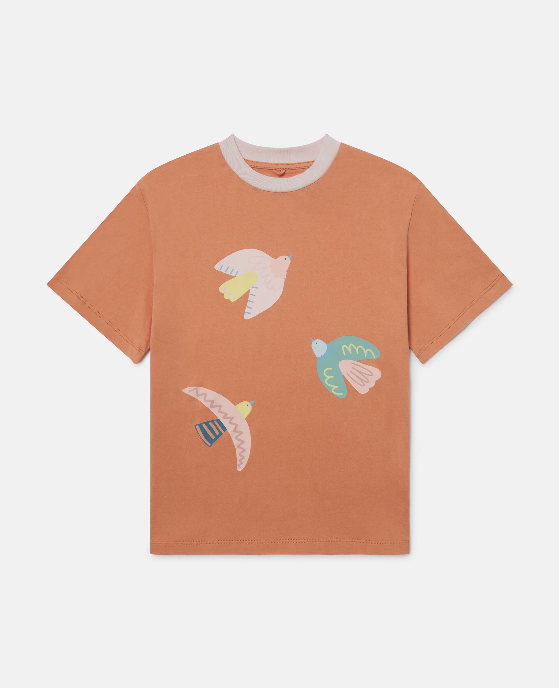 Dove Print T-Shirt-Orange-medium