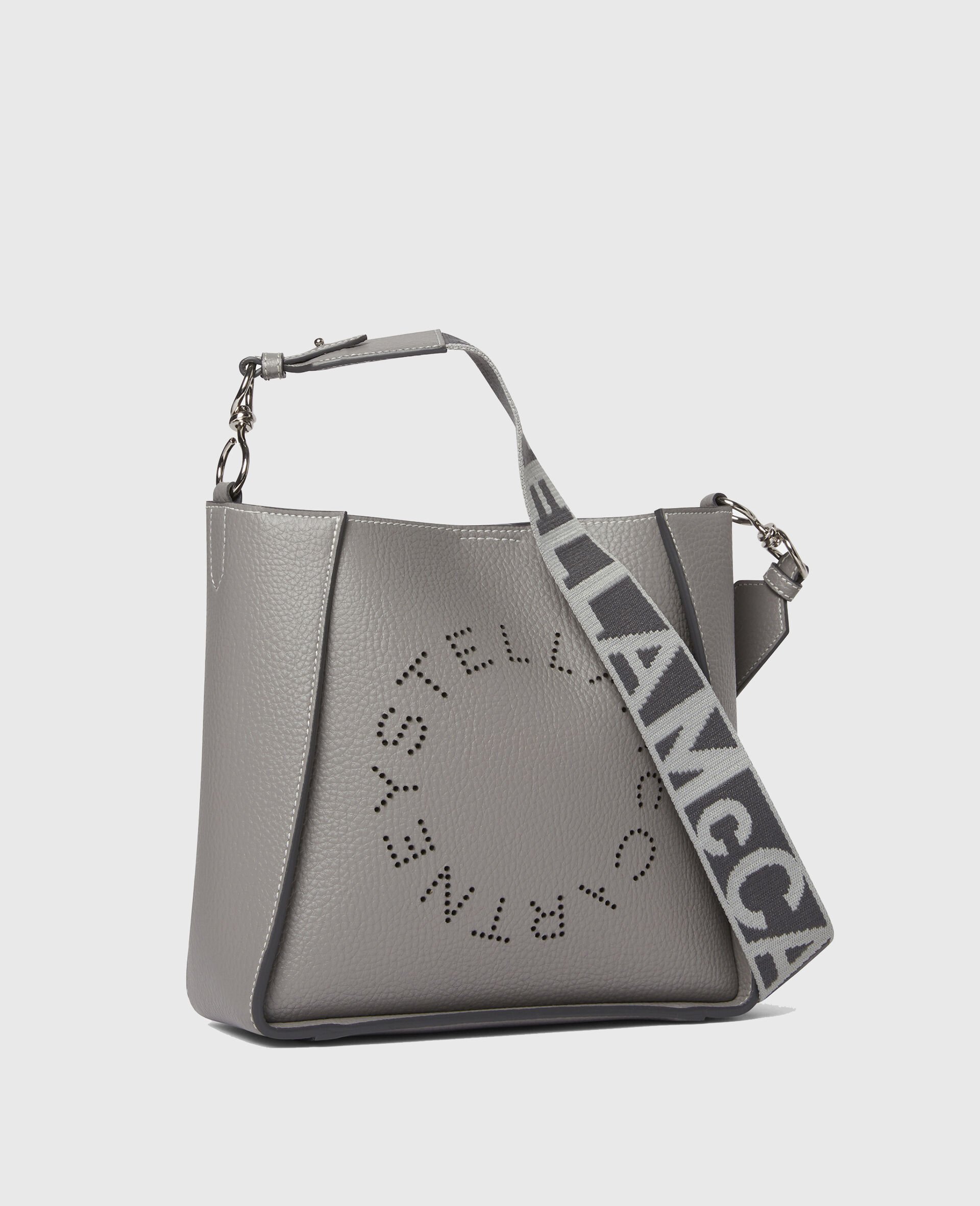 Borsa a Tracolla Quadrata con Logo-Grigio-model