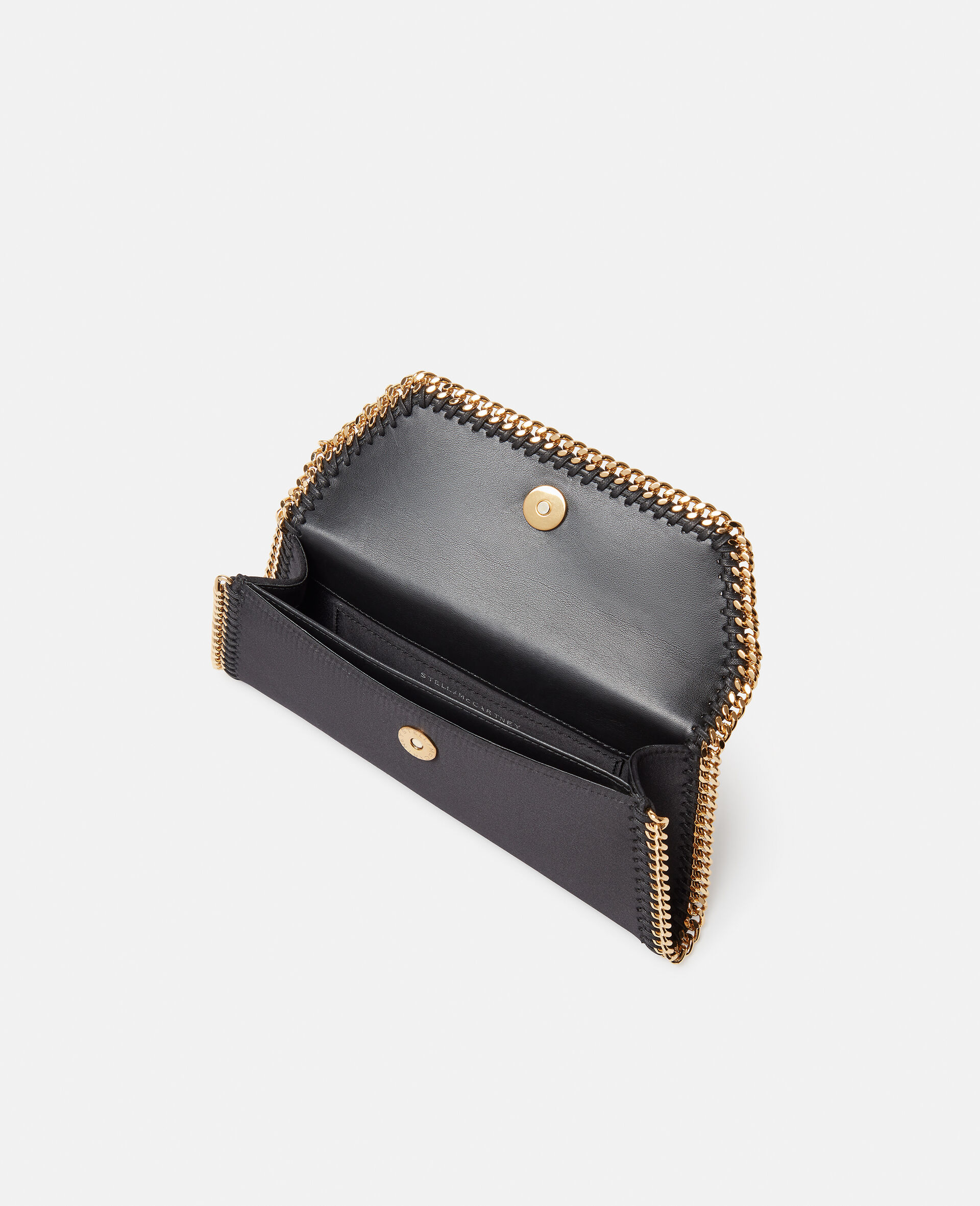 Pochette en satin a multi chaines Falabella-Noir-large image number 2