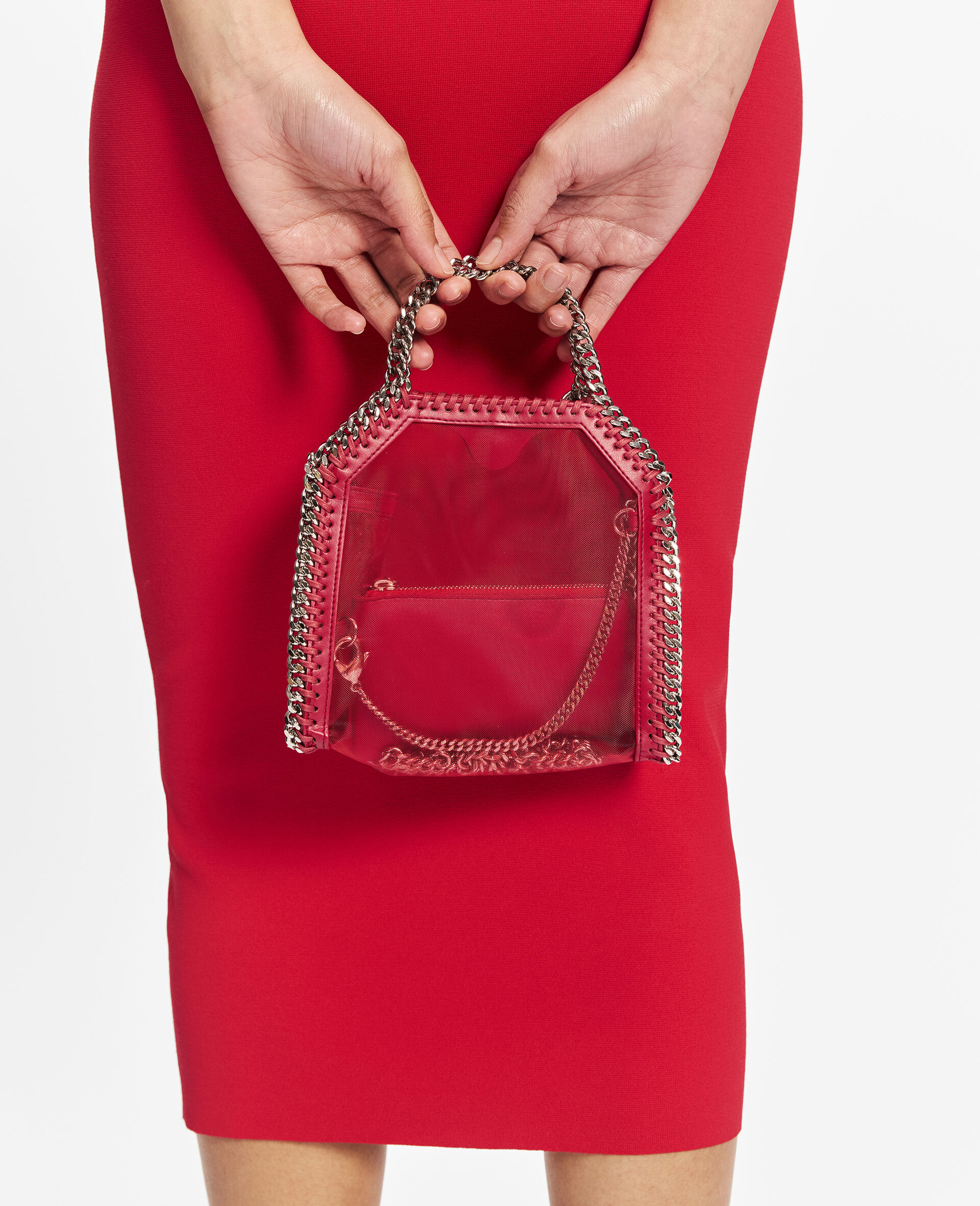 Falabella Mesh Tiny Tote-Red-model