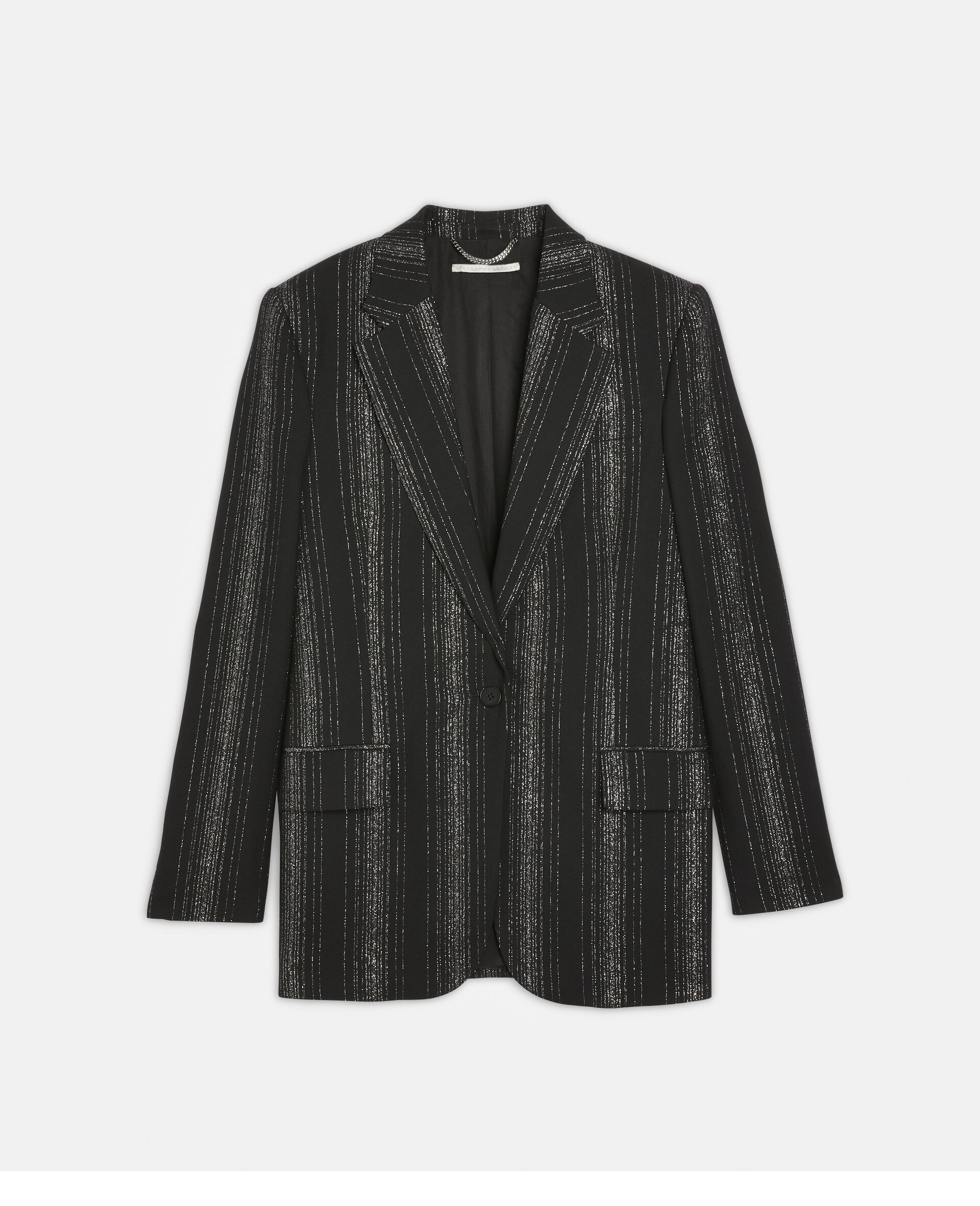 Tailored Lurex Striped Jacket-Black-large