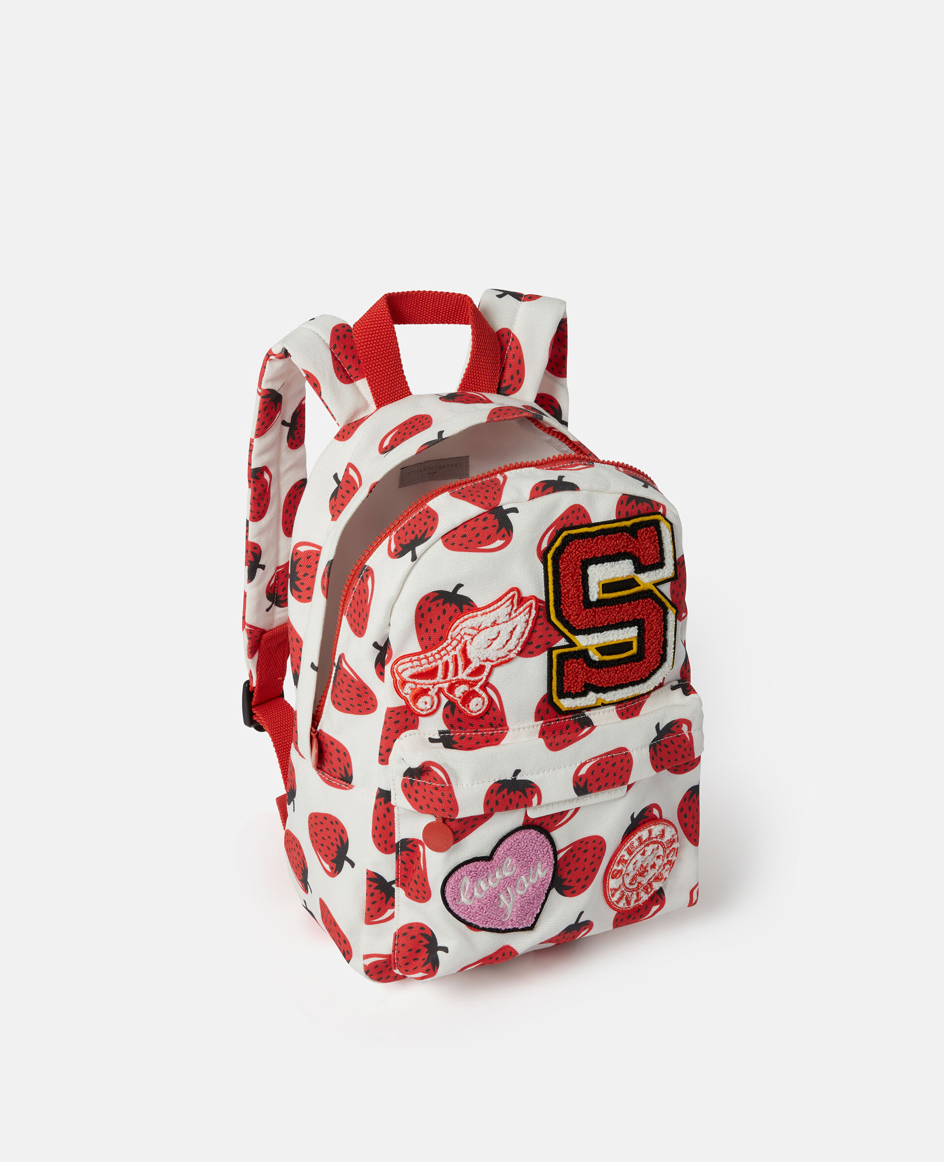 Strawberry Print Backpack-Cream-large image number 3