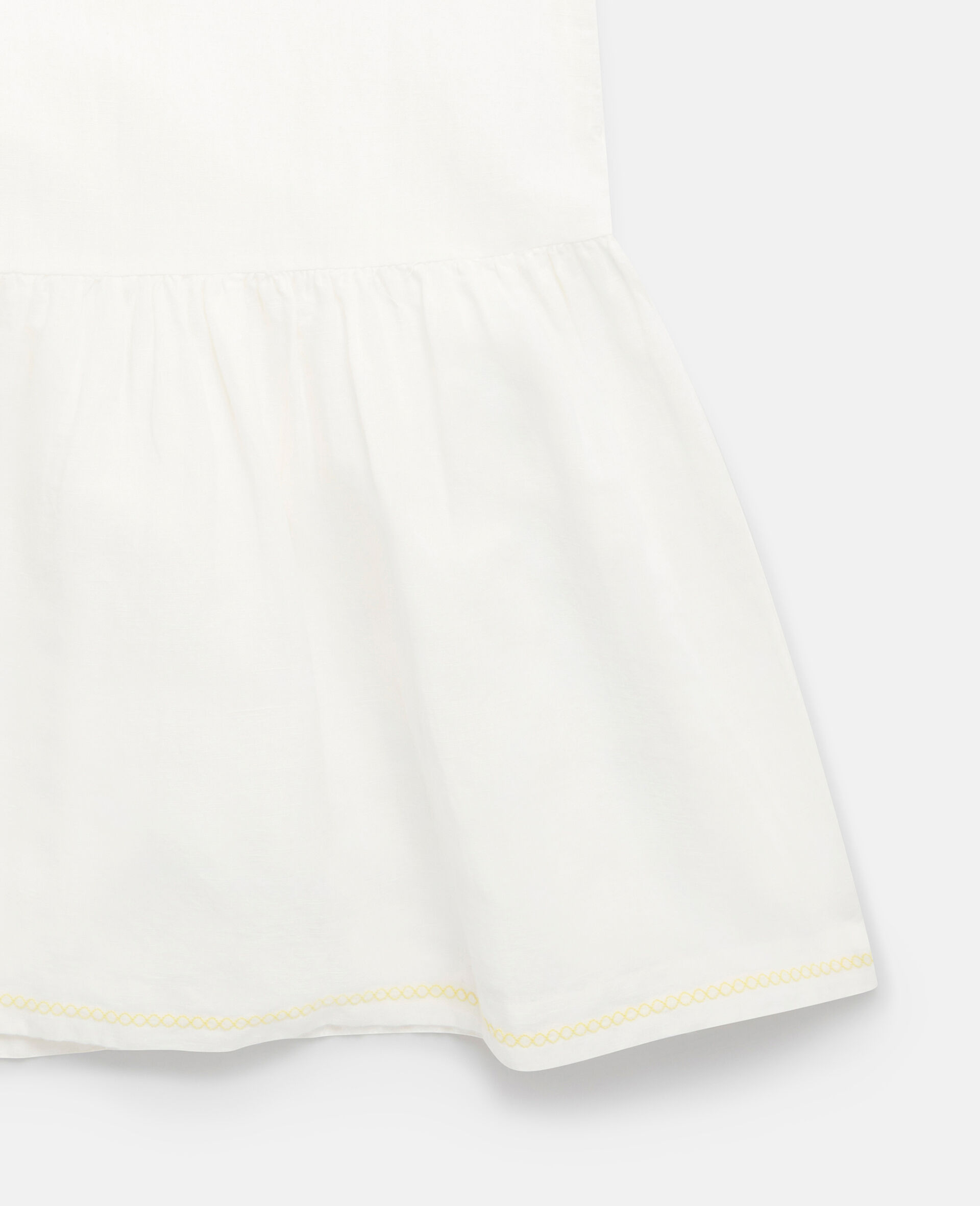 Parrot Embroidery Linen Dress-White-large image number 3