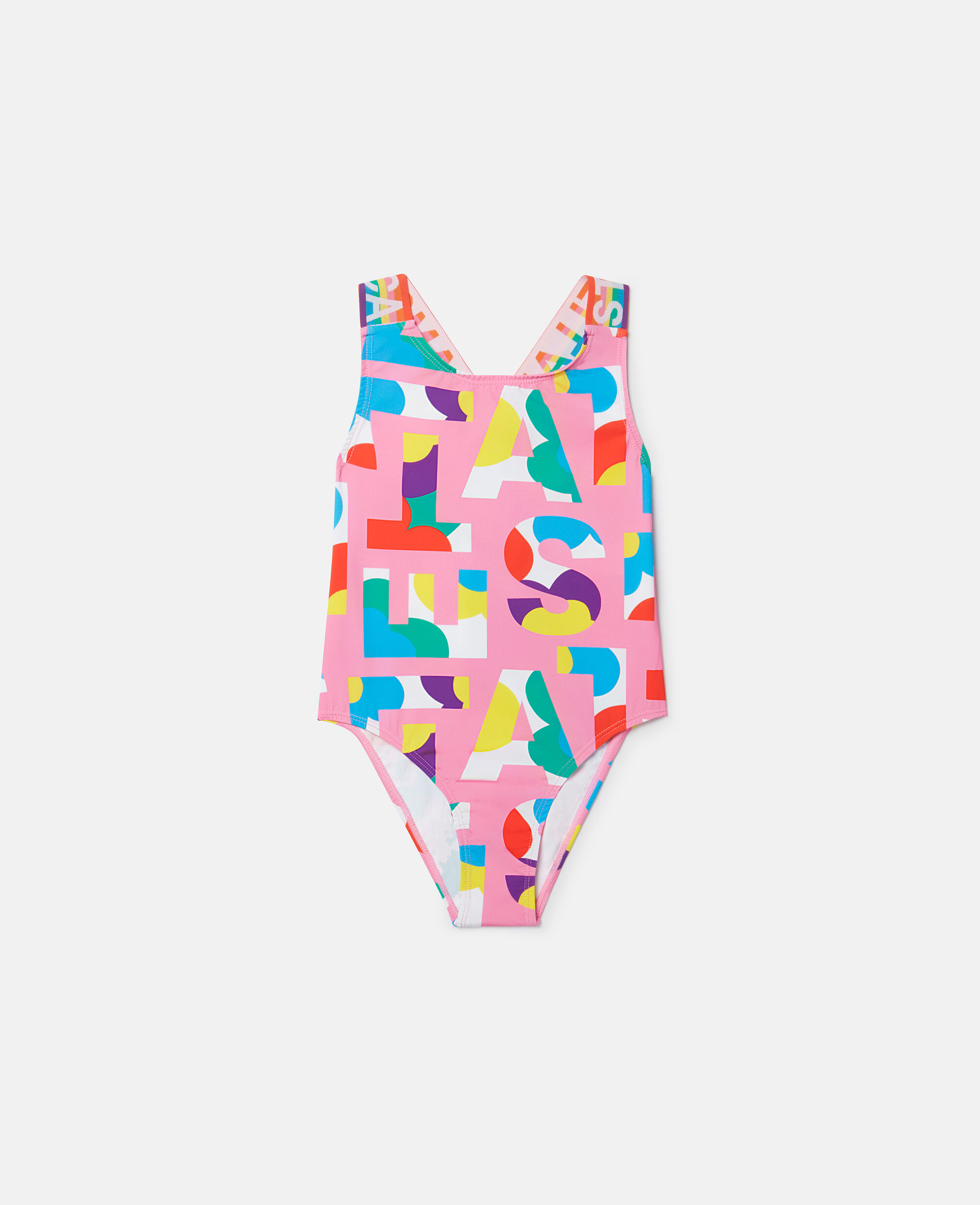 Kids Pink Multicolour Stella Logo Pop Swimsuit Stella McCartney AU