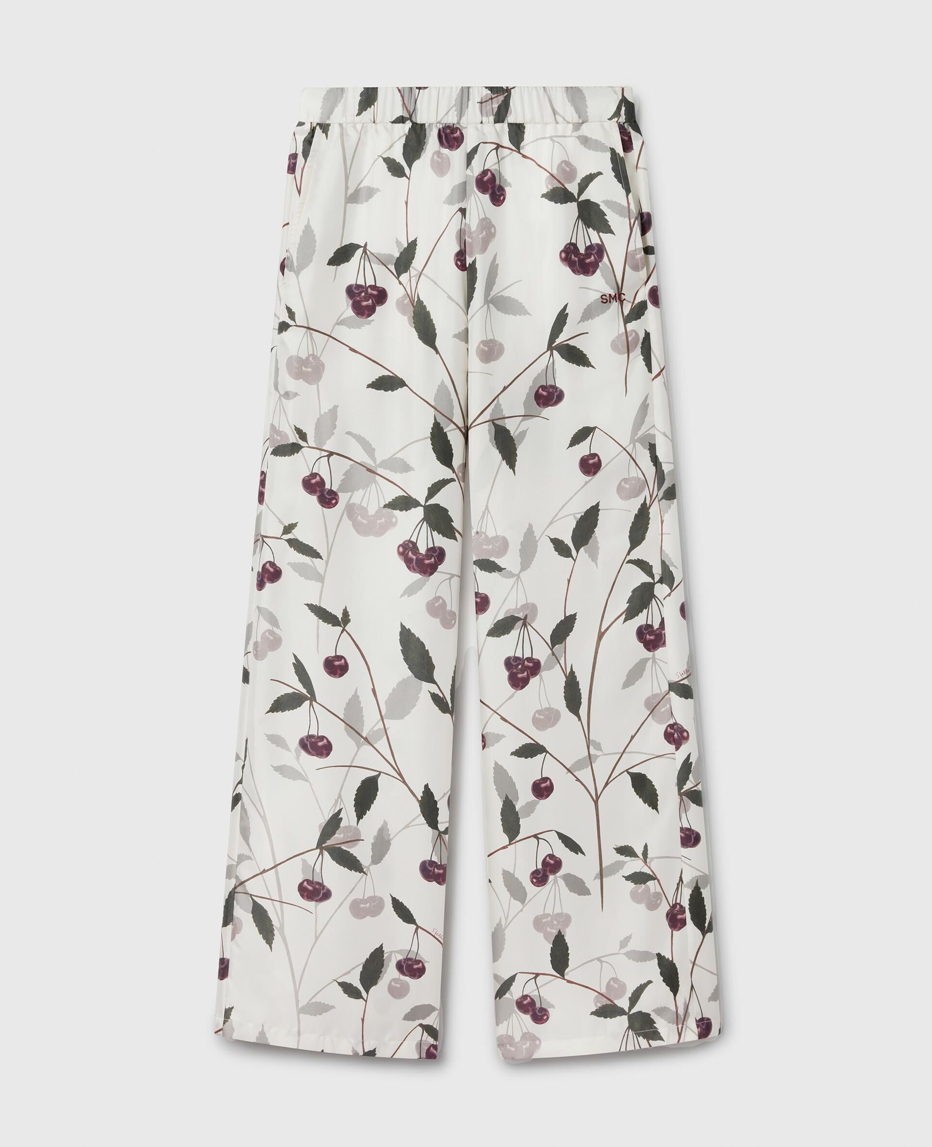 Cherry Print Oversized Trousers-Beige-medium