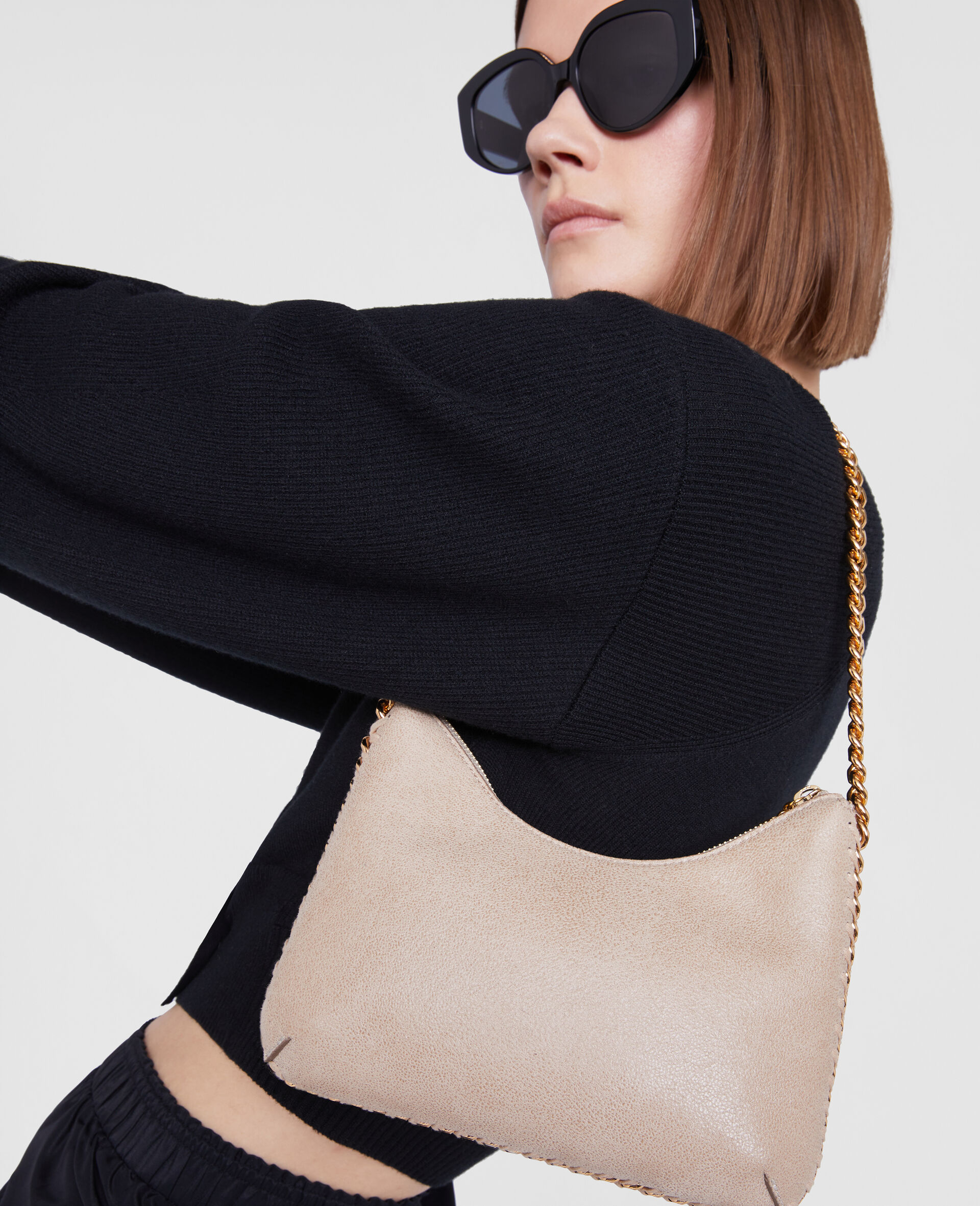 Falabella Zipped Mini Shoulder Bag -Black-large image number 3