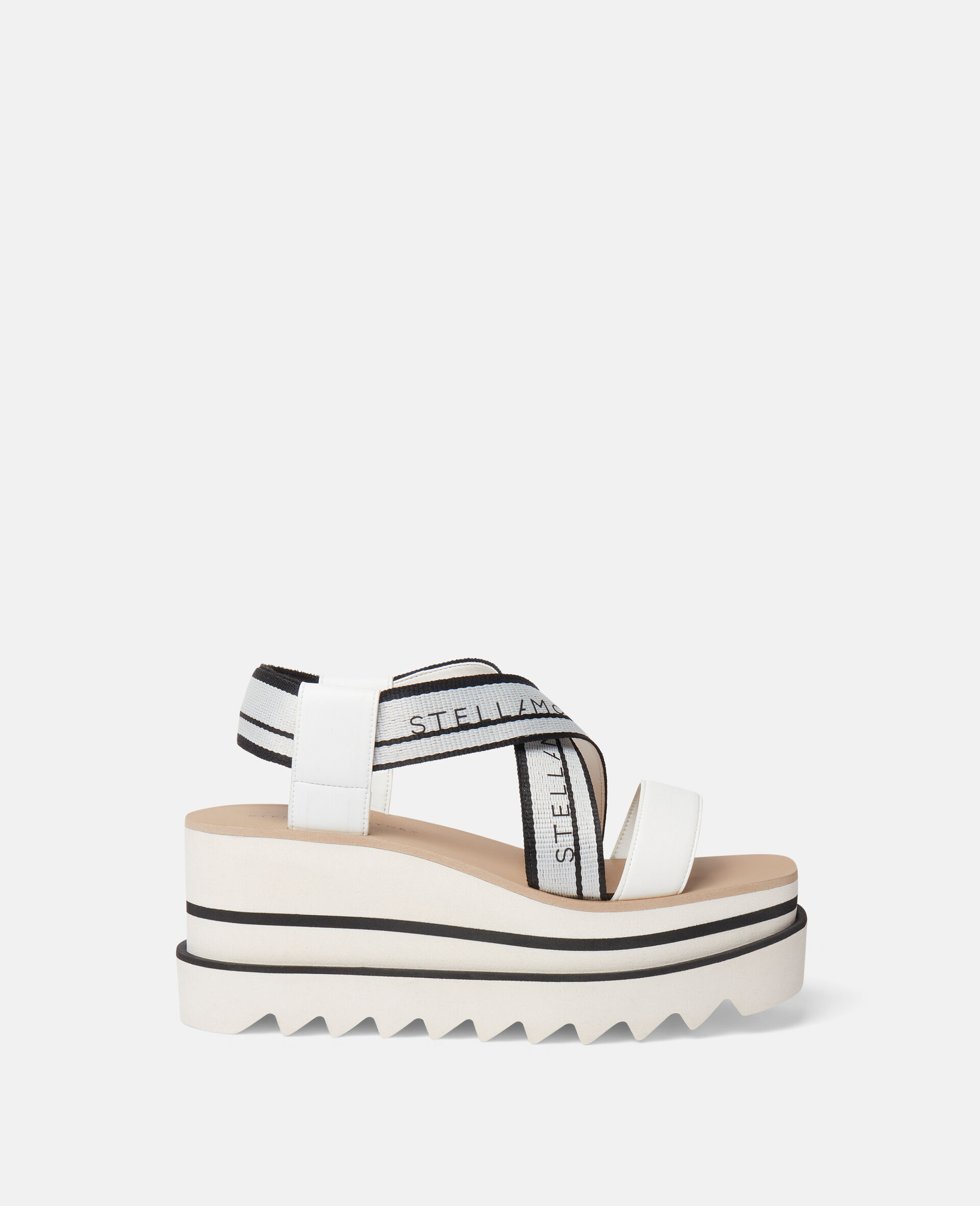 Sneak-Elyse Striped Platform Sandals-White-medium