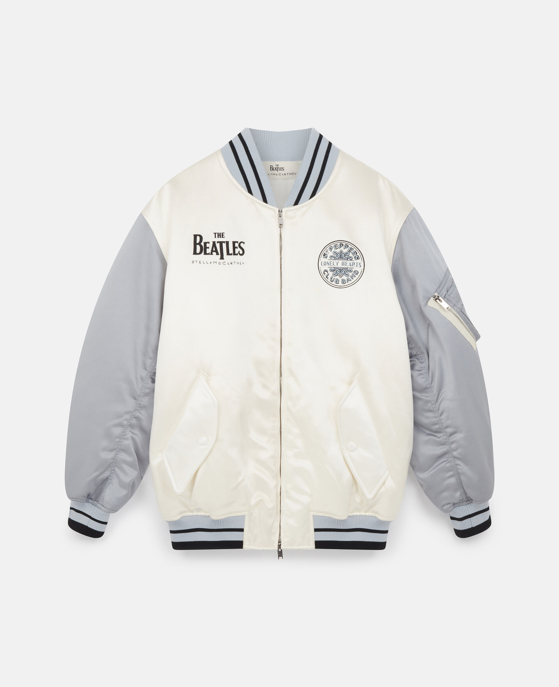 Get Back Satin Bomber Jacket -White-large image number 0