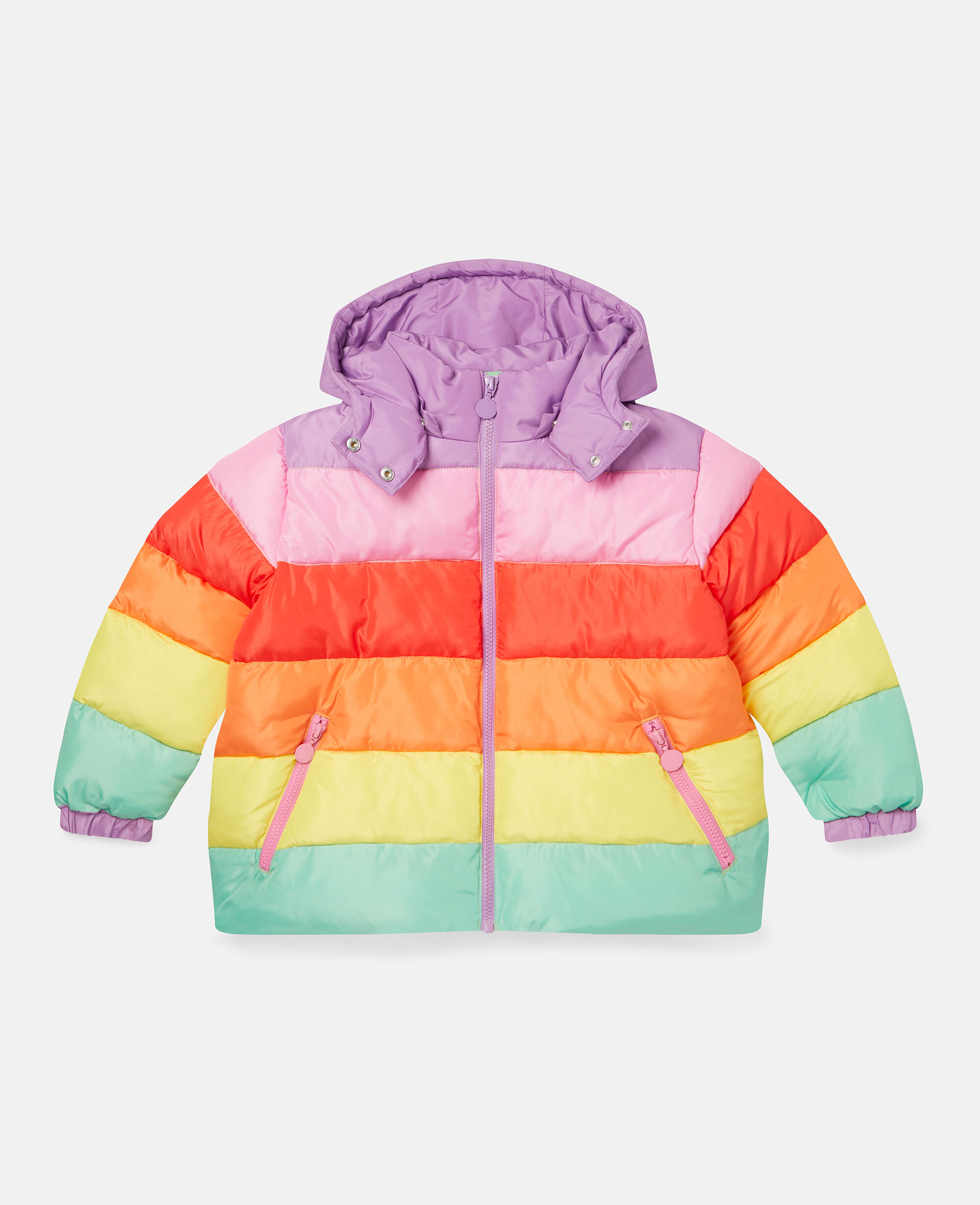 Girls Multicolour Rainbow Striped Puffer Jacket Stella McCartney KW
