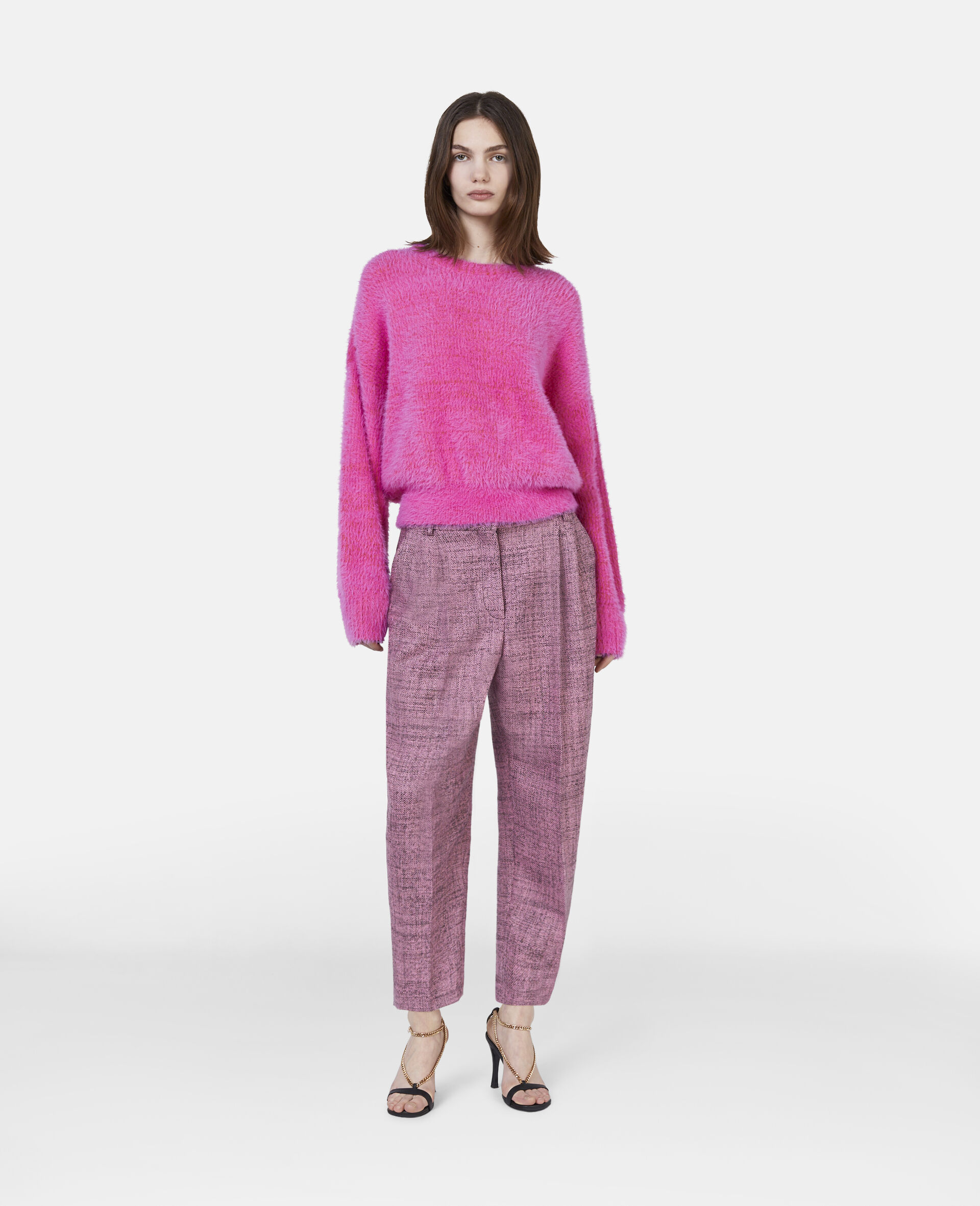 毛绒针织套衫-粉色-model