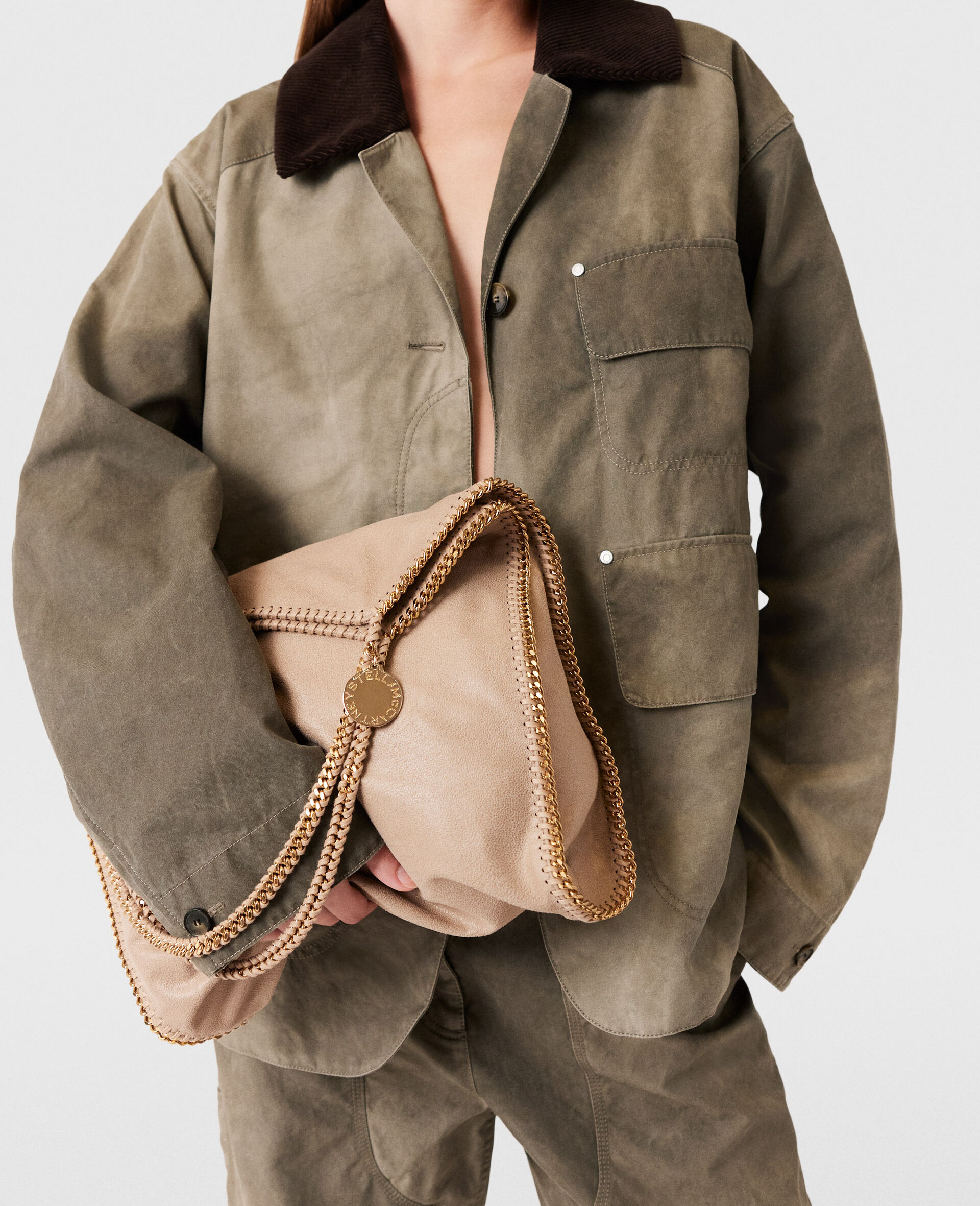 Baby Bella Large Shoulder Tote Bag-Cream-model