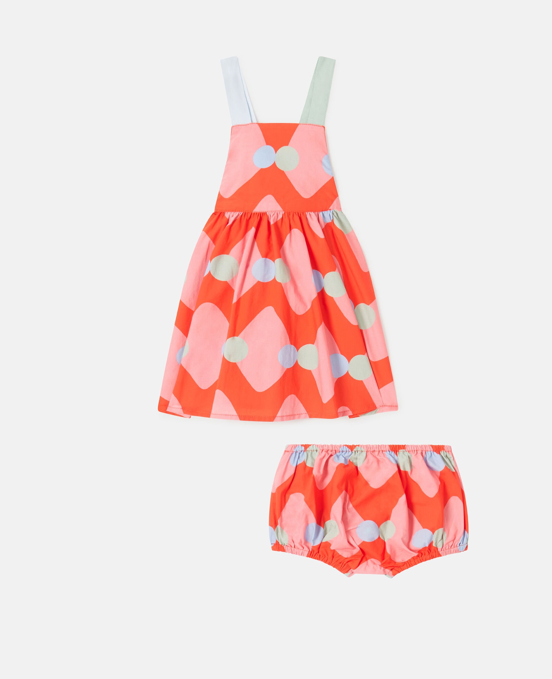 Zig-Zag Print Dress and Bloomer Set-Red-medium