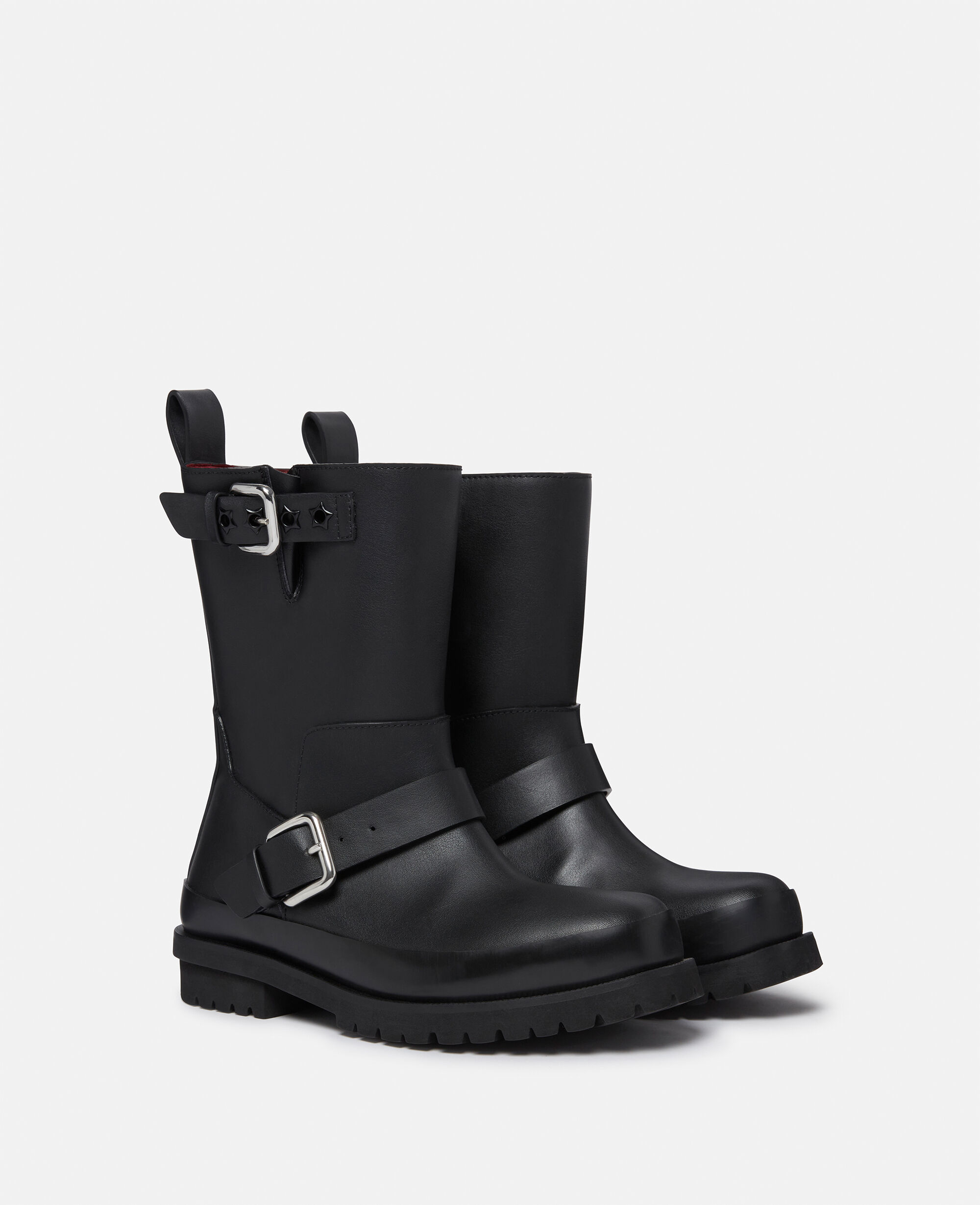 Buckle and strap detail check rain boots shop