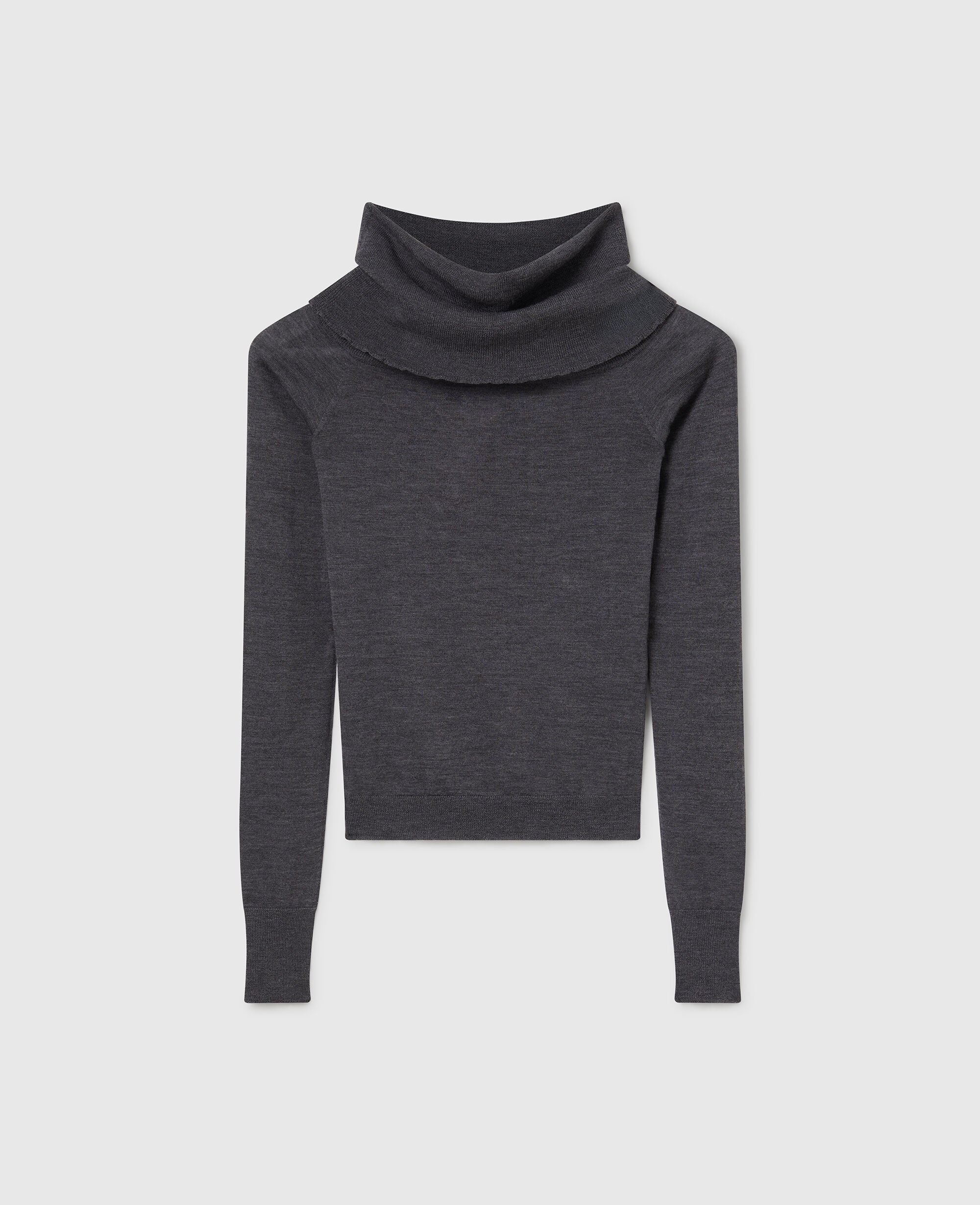 Women Dark grey melange Off-Shoulder Long-Sleeve Jumper