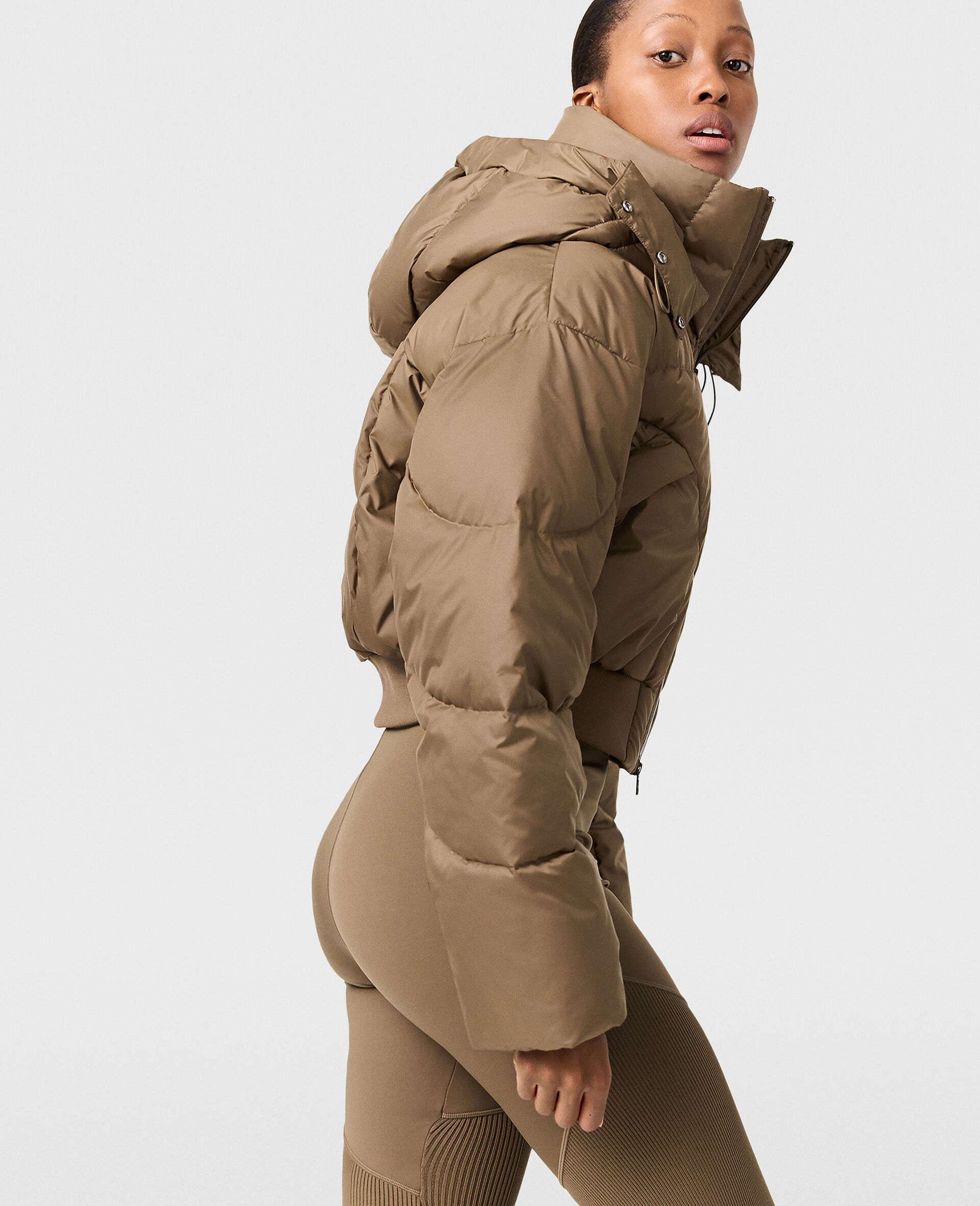 TrueNature Cropped Padded Jacket-Brown-large image number 2