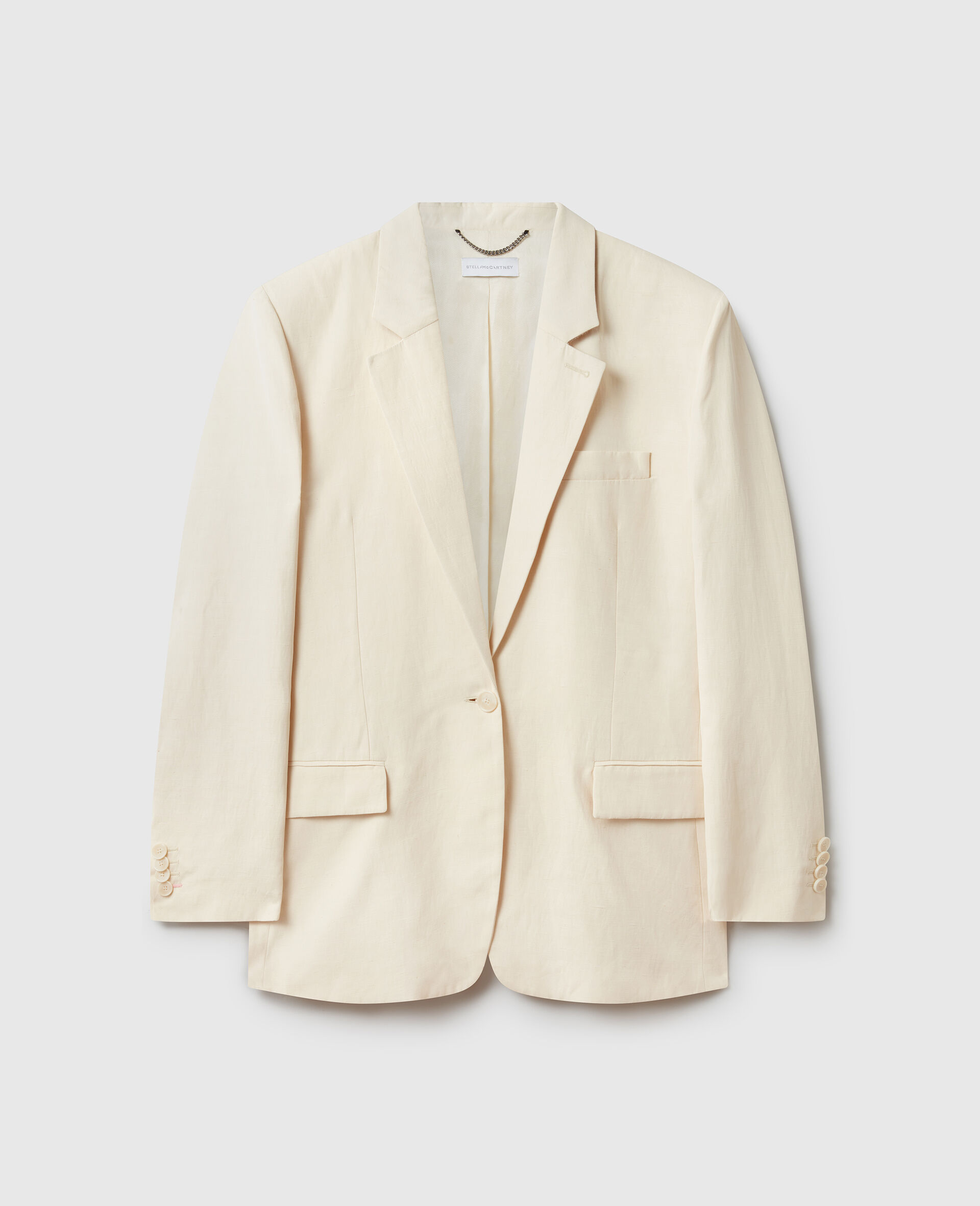 Oversized Single-Breasted Blazer-Beige-medium