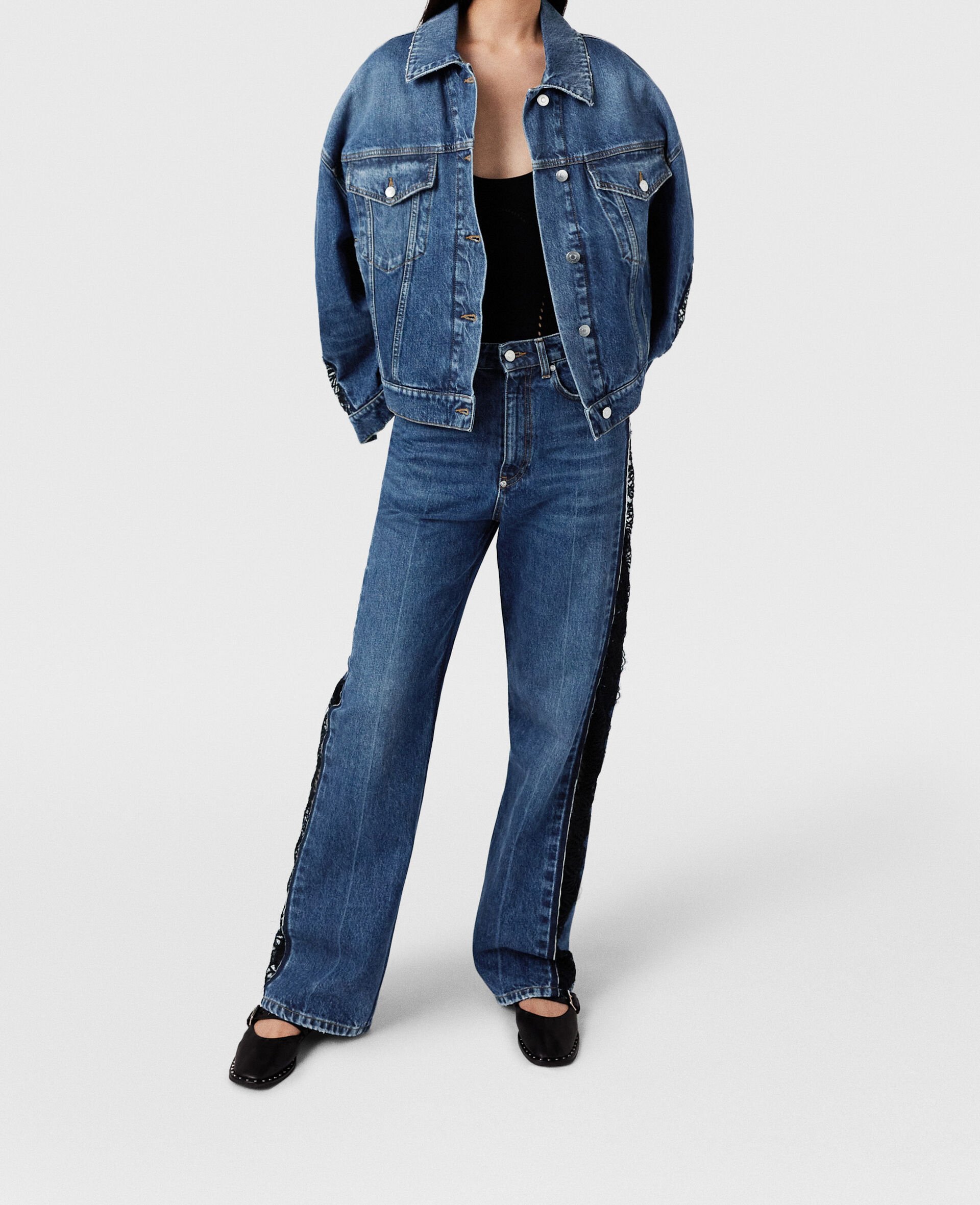 レース ハイライズ ストレートジーンズ-ブルー-large レース ハイライズ ストレートジーンズ-ブルー-large image number 5