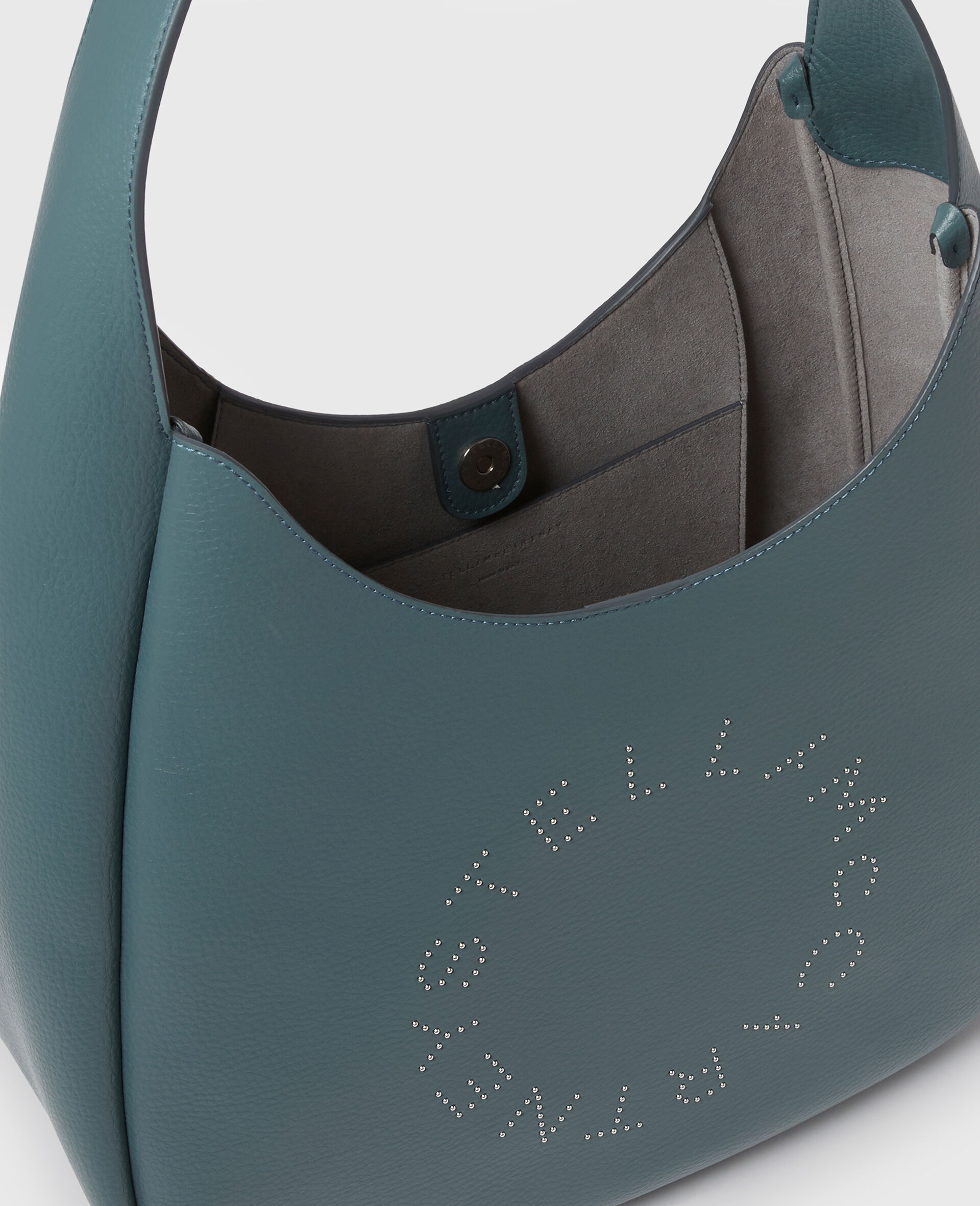 Logo Studded Large Hobo Bag-Green-large image number 4