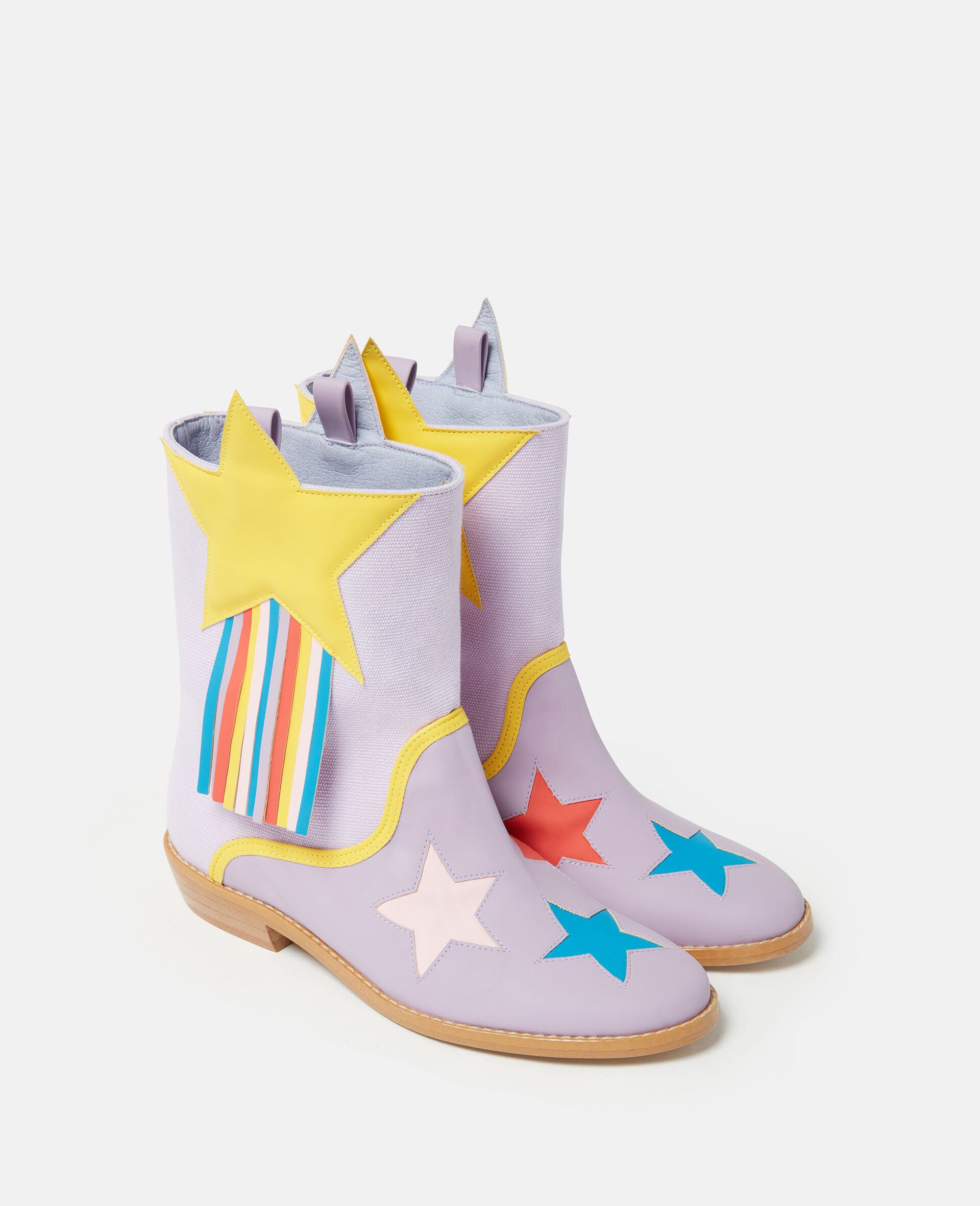 Star Pattern Western Boots-Multicolour-large image number 1