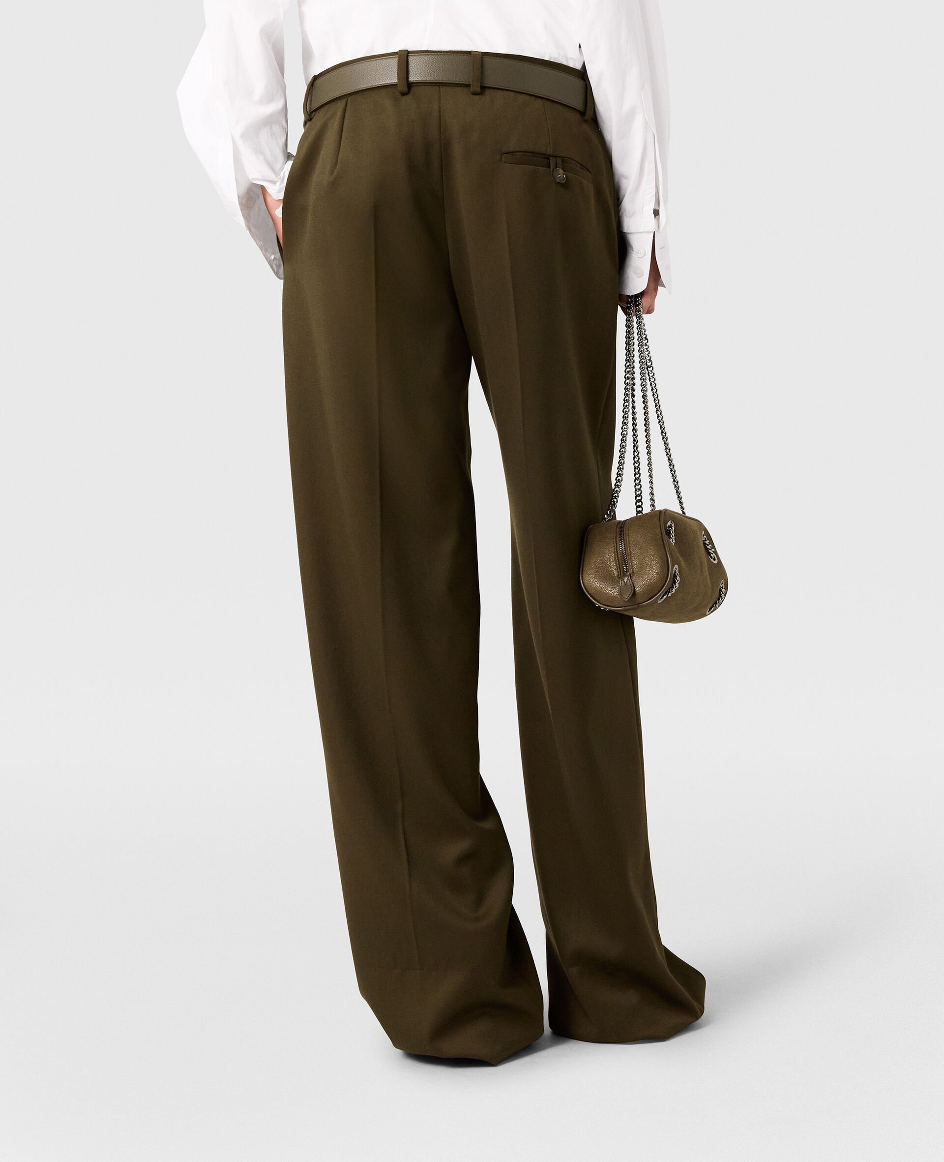 Pleated Straight-Leg Trousers-Green-large image number 4