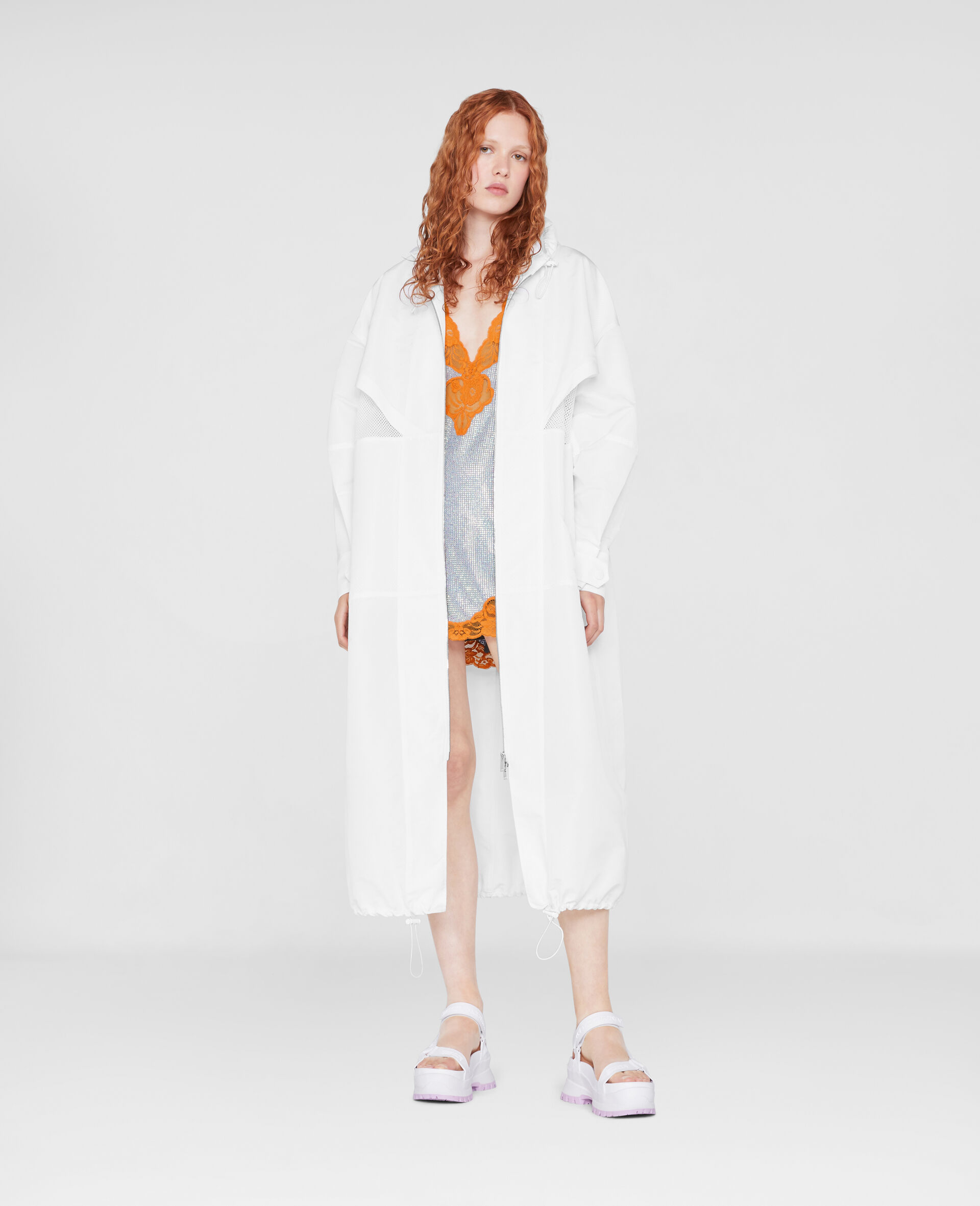 Hooded Trench coat-White-large image number 1