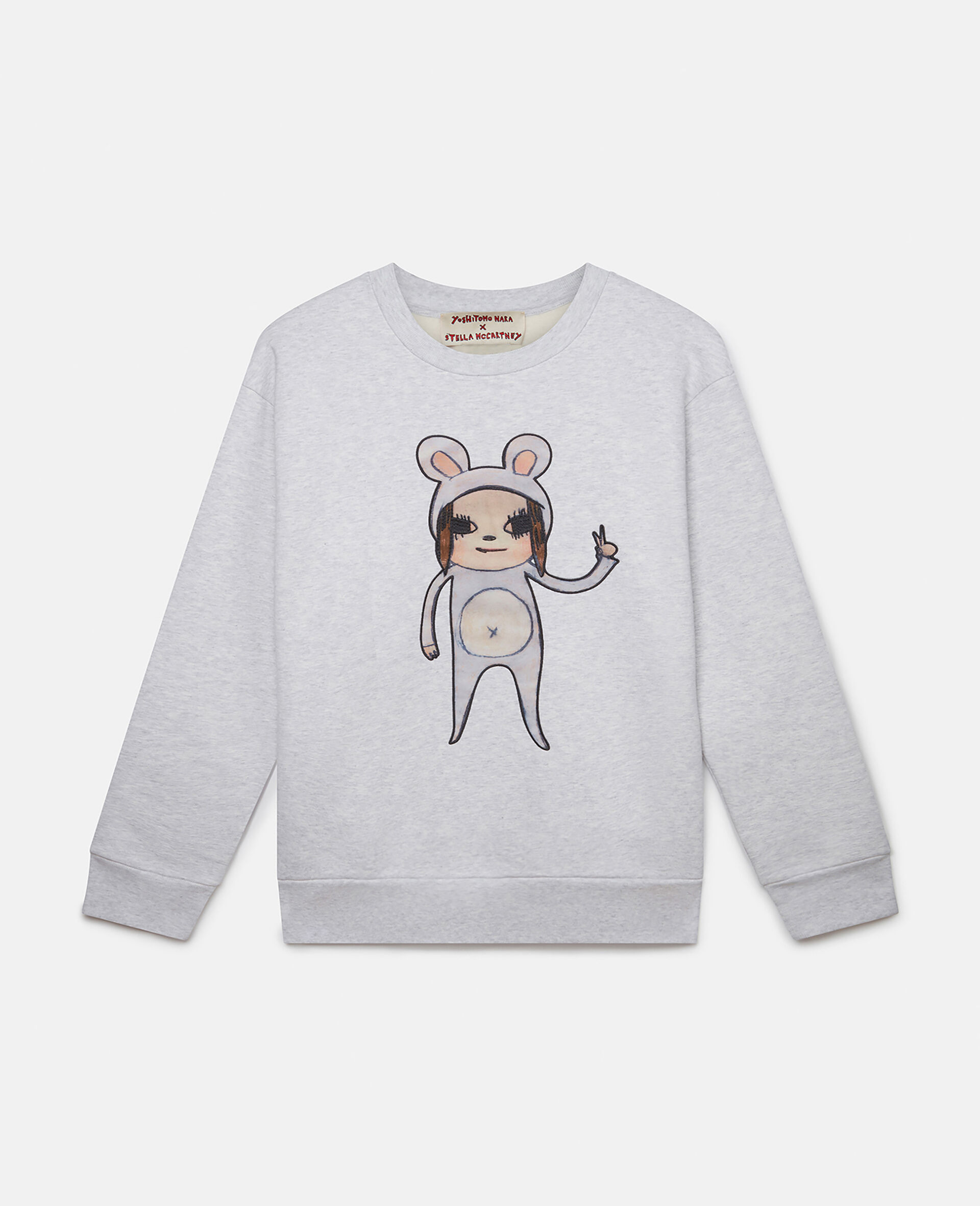 Sweat-shirt avec broderie de fillette lapin Untitled-Gris-large image number 1