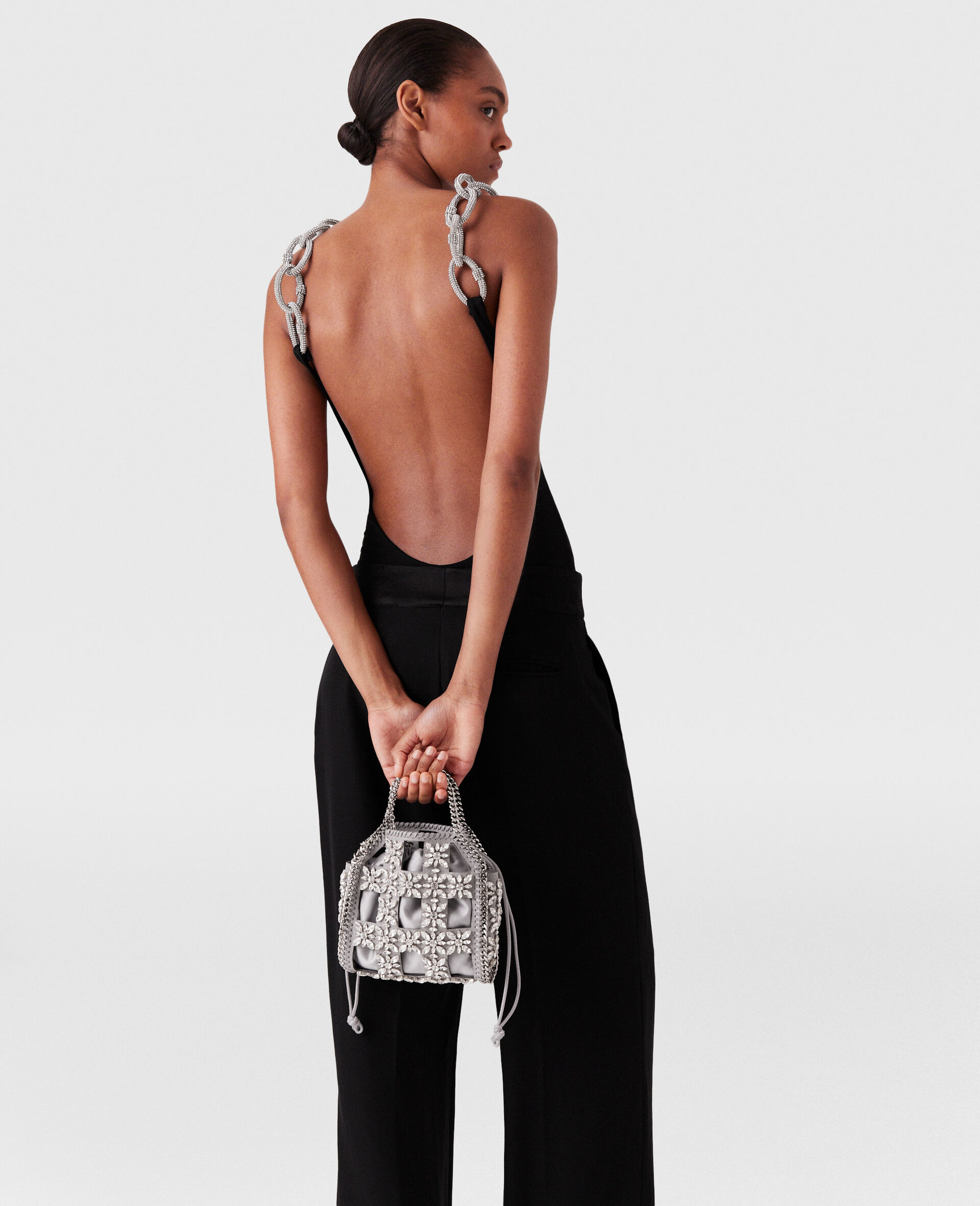 Crystal Chain Strap Top-Black-large image number 3