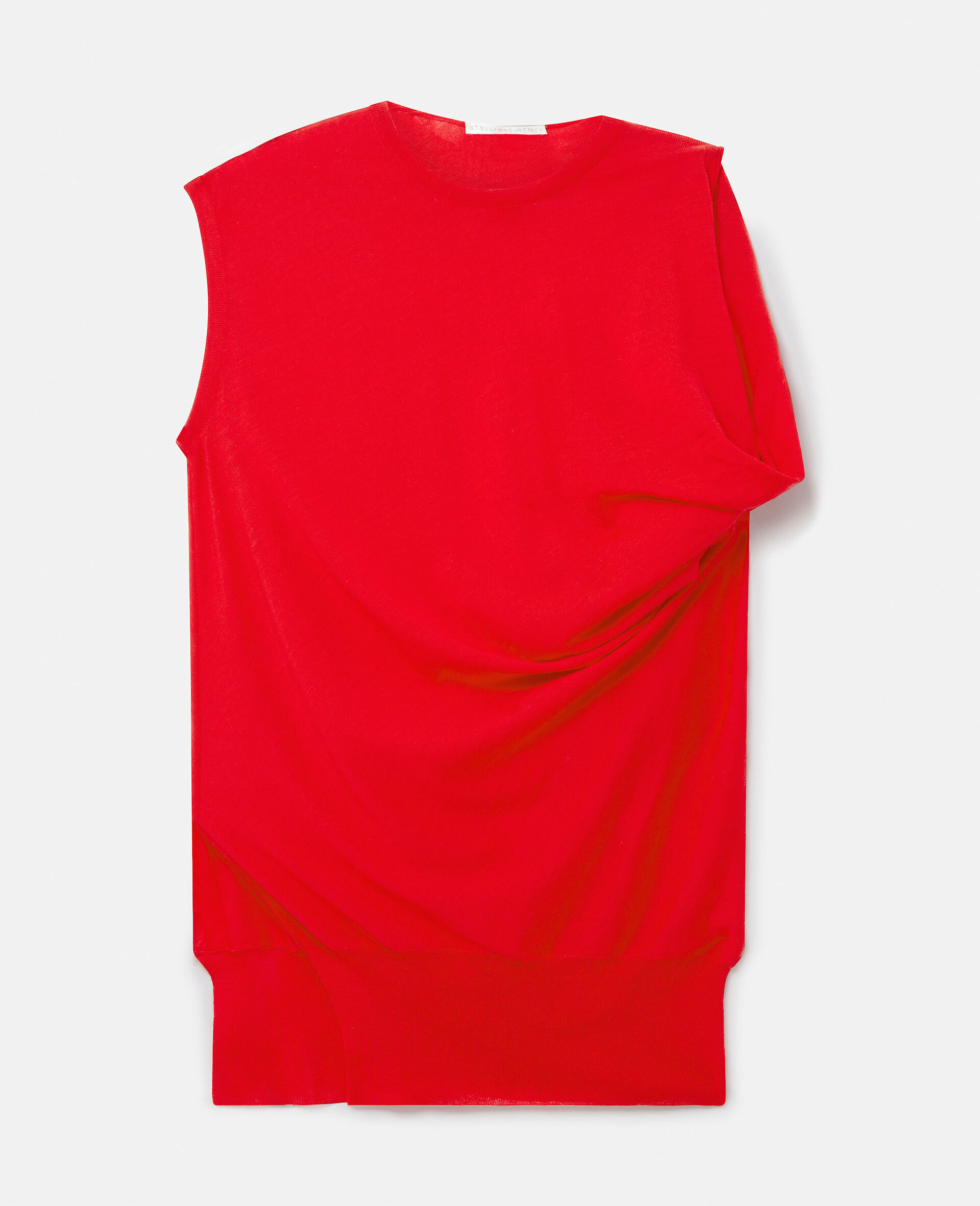 Asymmetric Draped Top-Red-medium