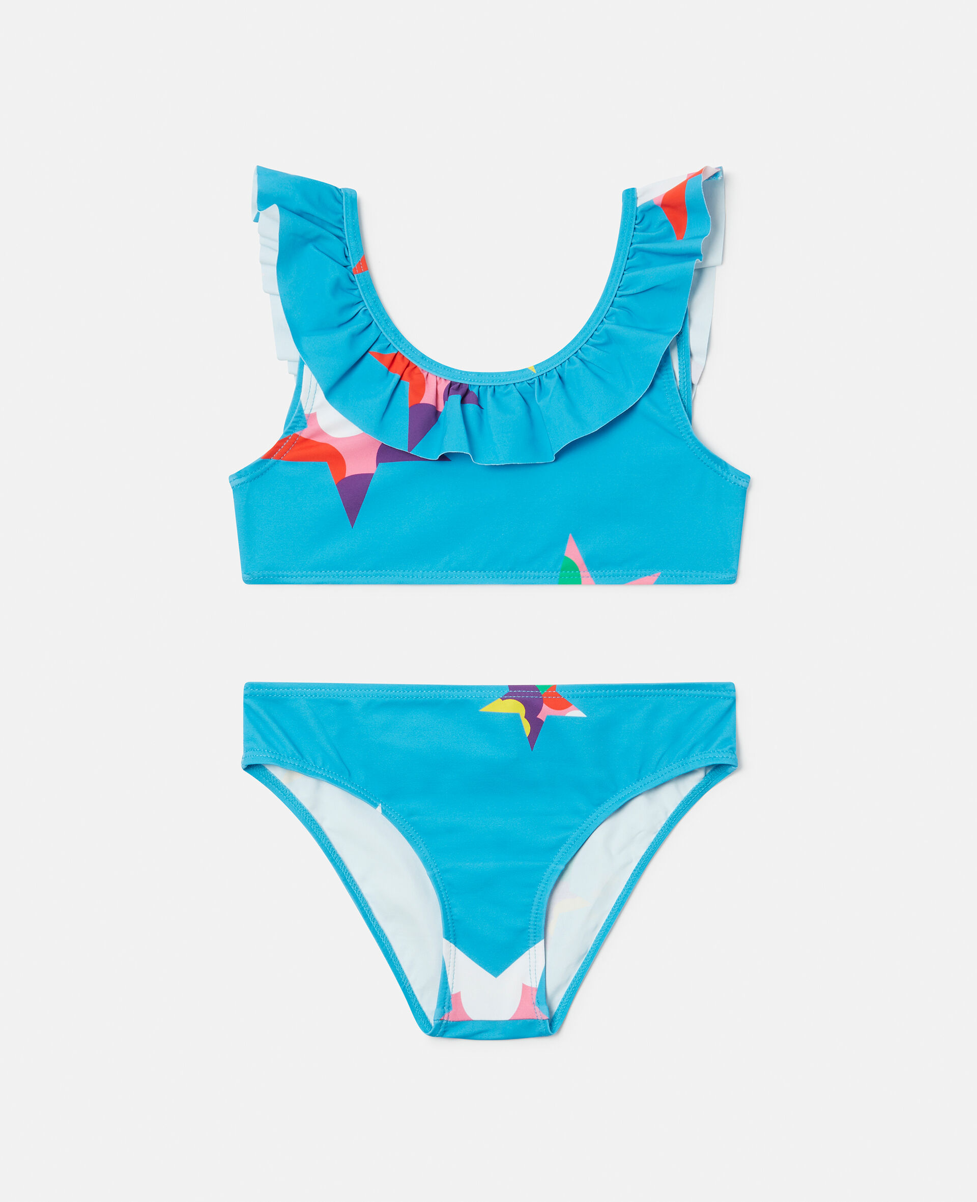 Star Print Ruffle Bikini-Multicolour-large