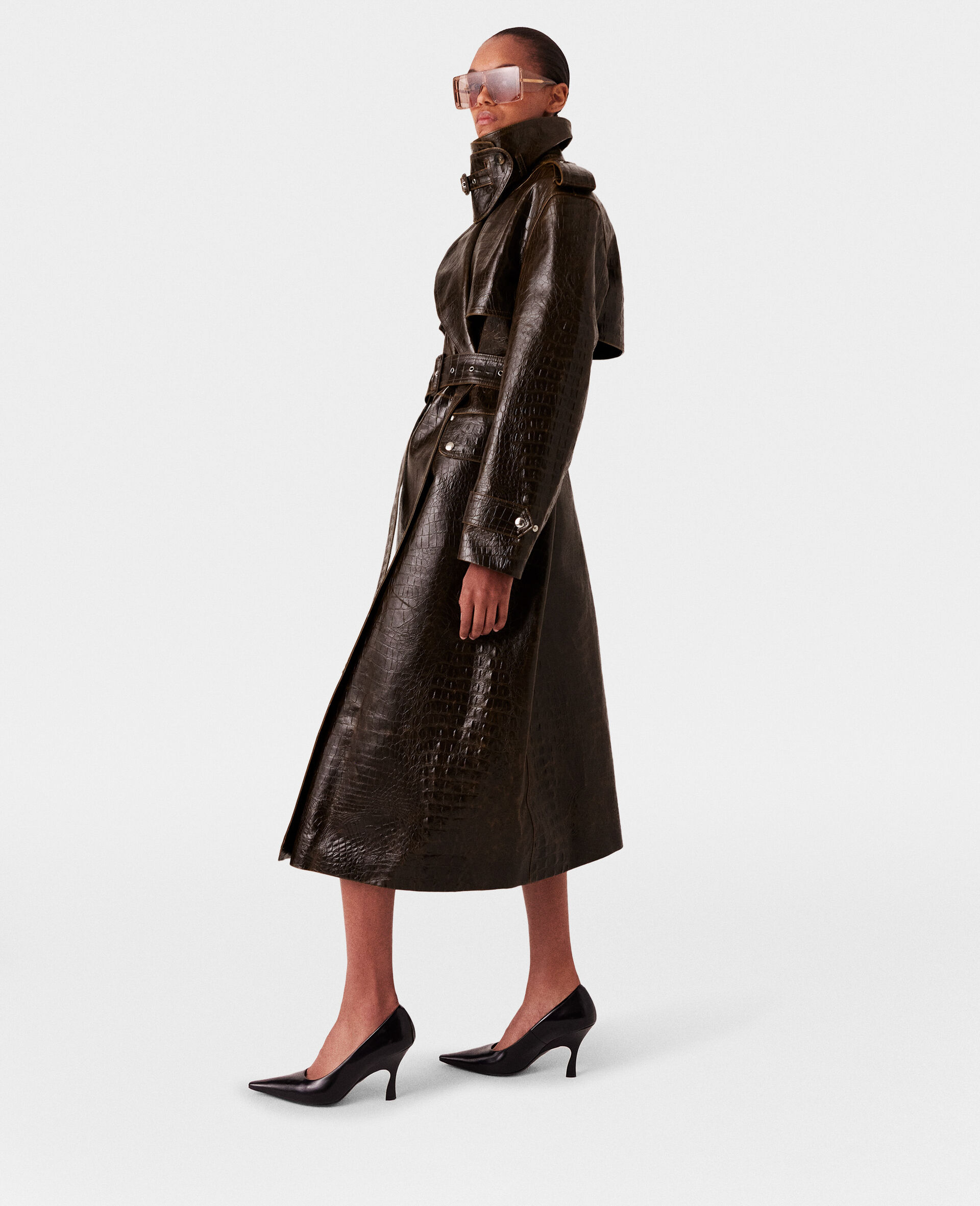 Trench coat crocodile embosse-Marron-large image number 2