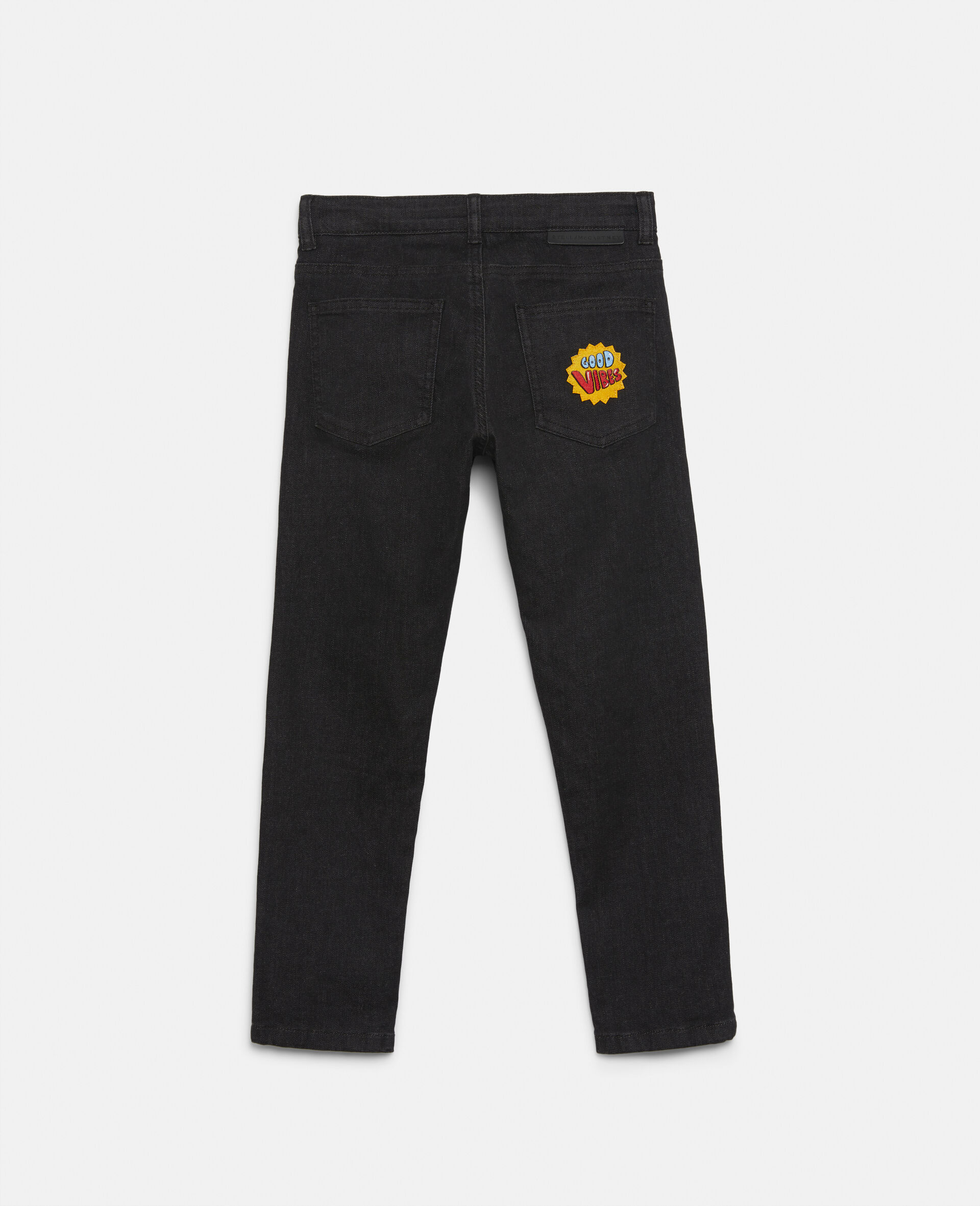 Popsicle Badges Denim Pants-Black-large image number 2