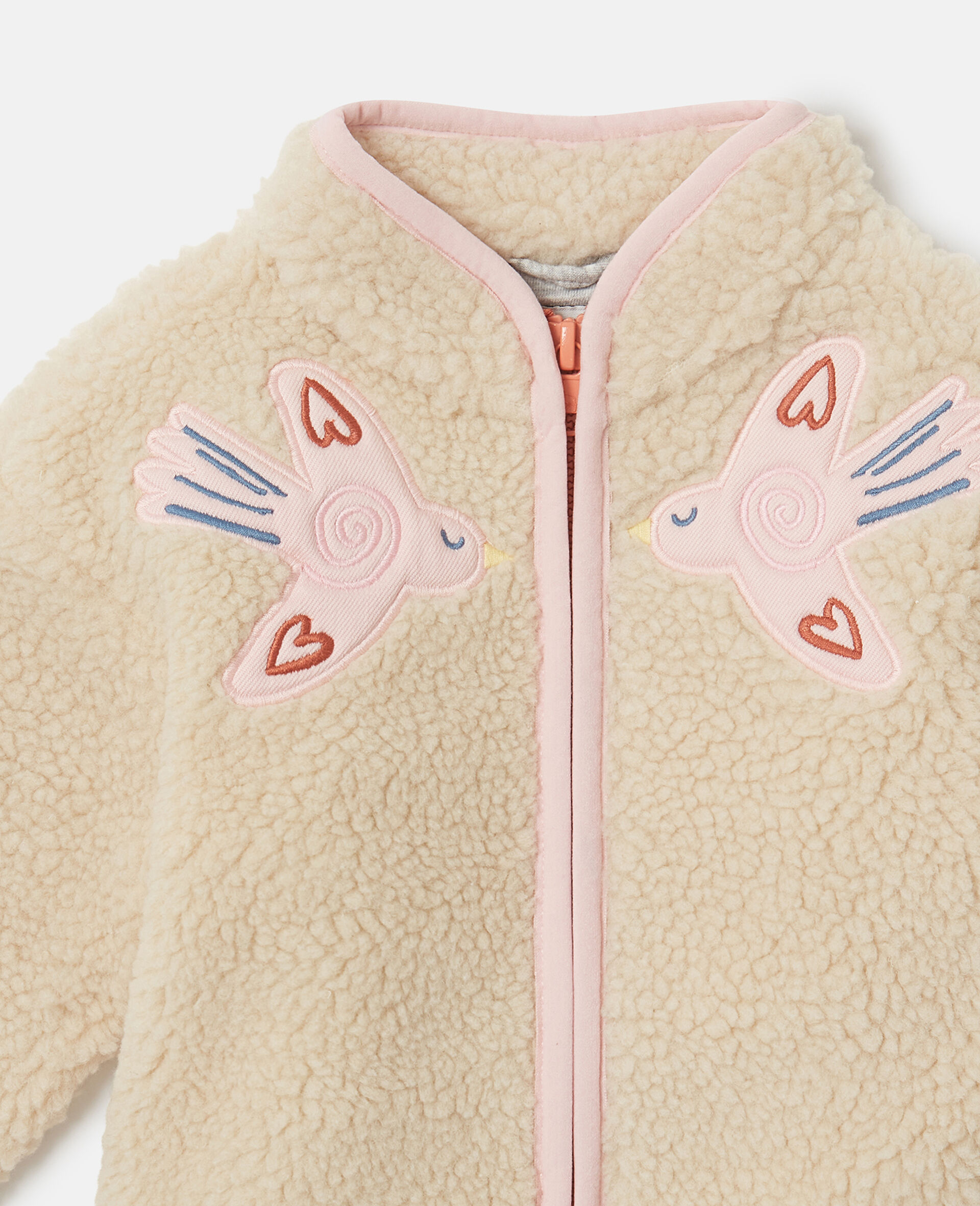 Polaire avec broderie colombes-Beige-large image number 1