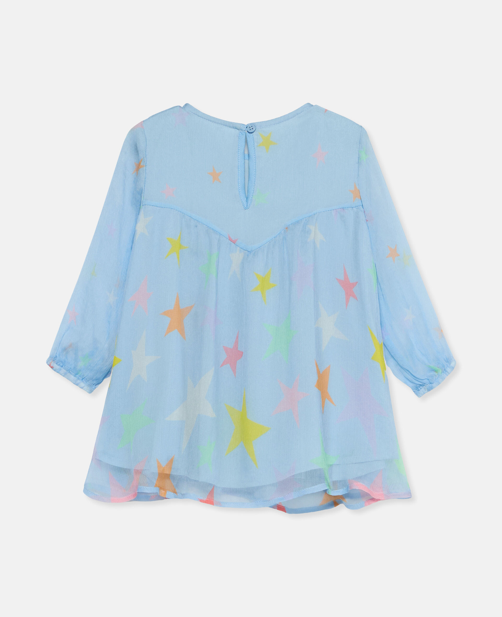 Star Print Silk Dress-Black-large image number 1