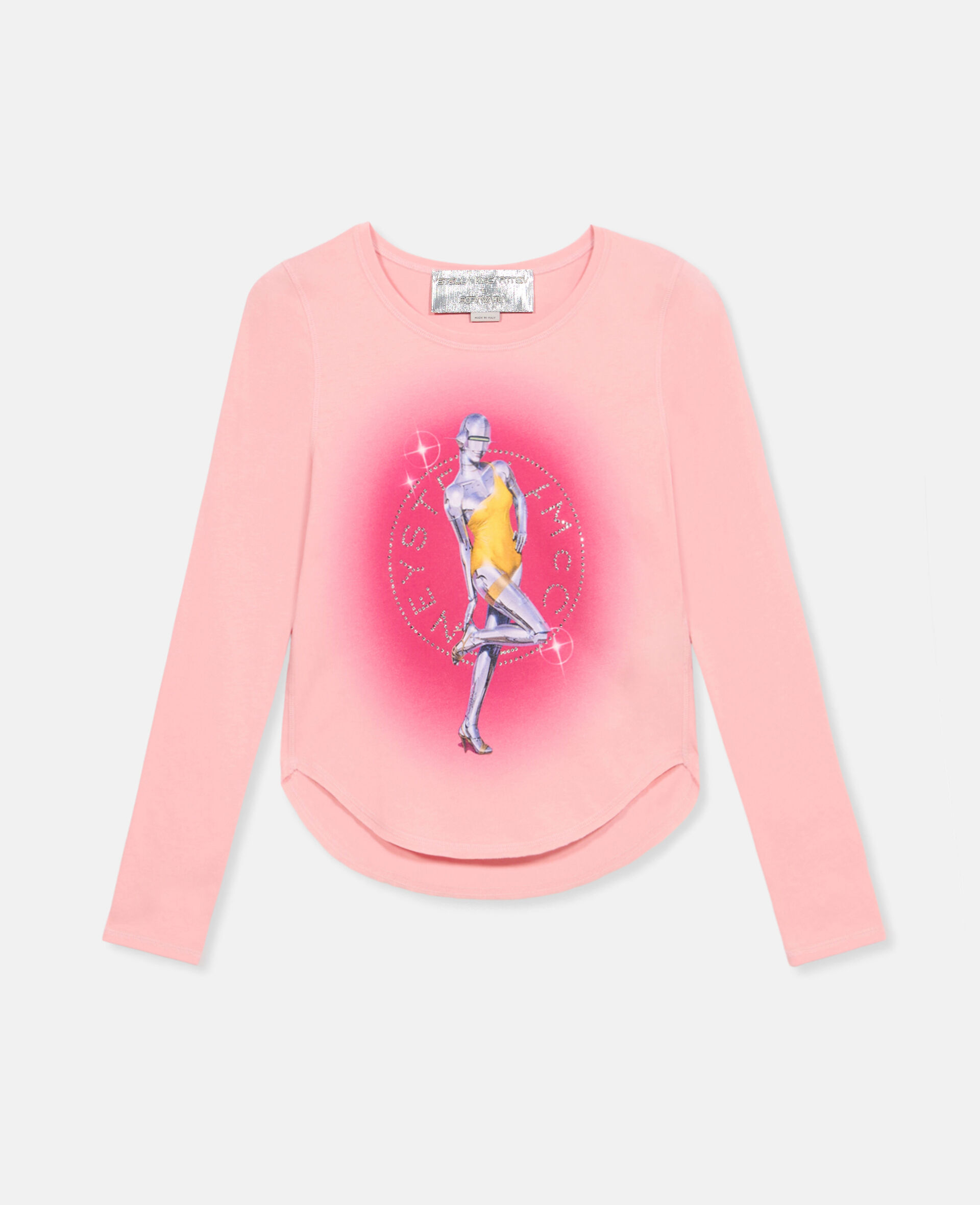 Sexy Robot Oversized Organic Cotton T-Shirt-Pink-medium