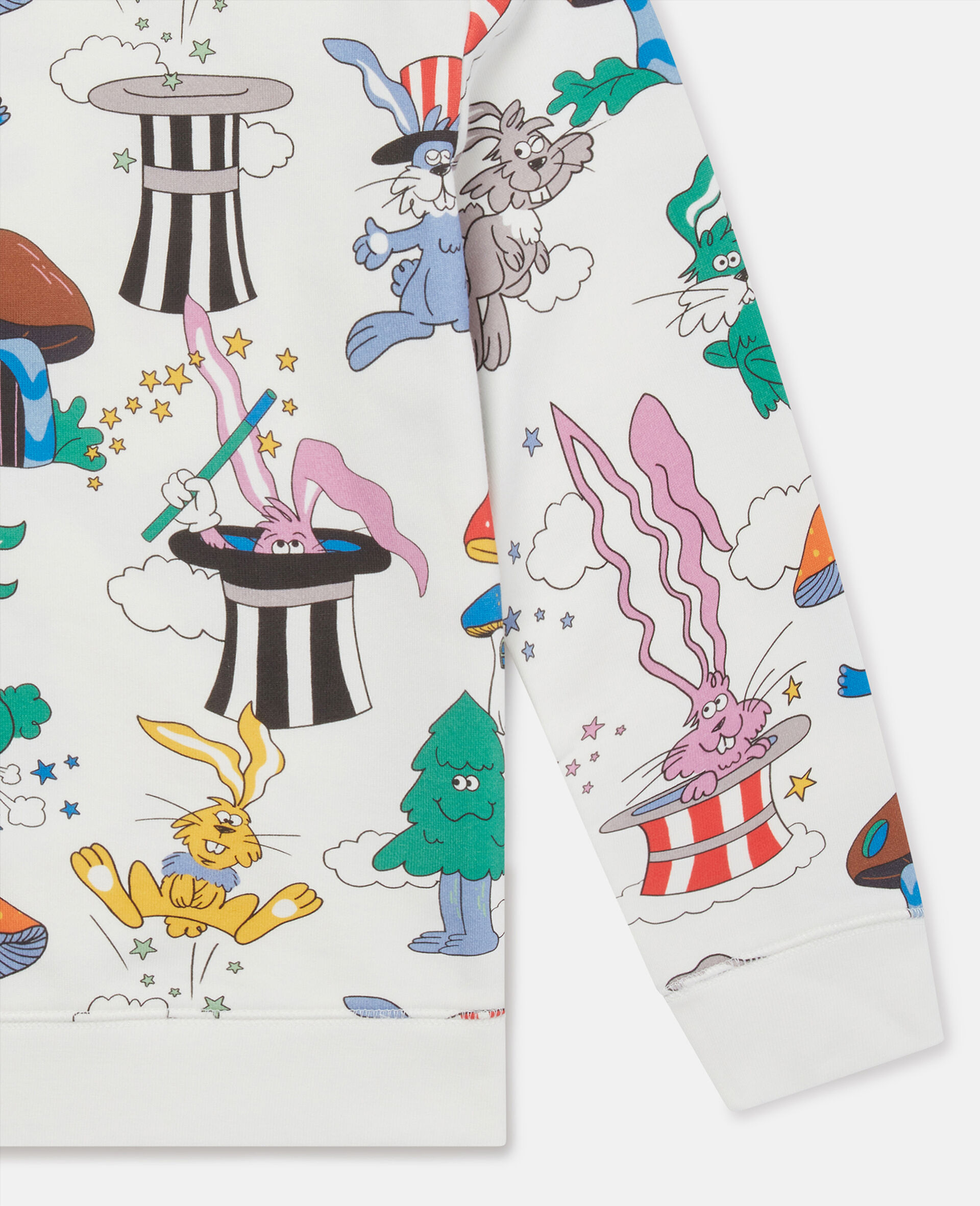 Magicians Bunny Print Crewneck Sweatshirt-White-large image number 3