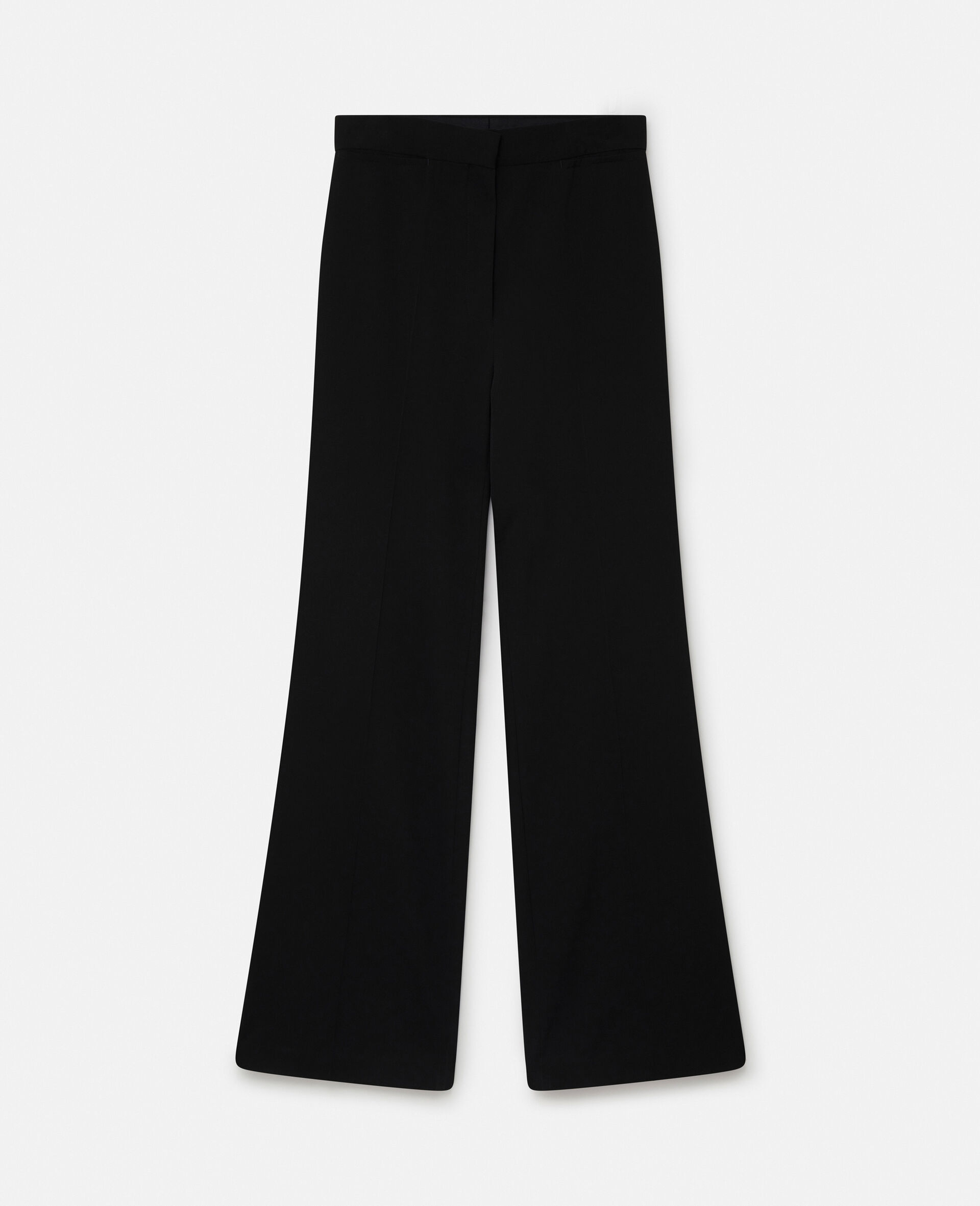 Wool Flannel Tailored Trousers-Black-medium