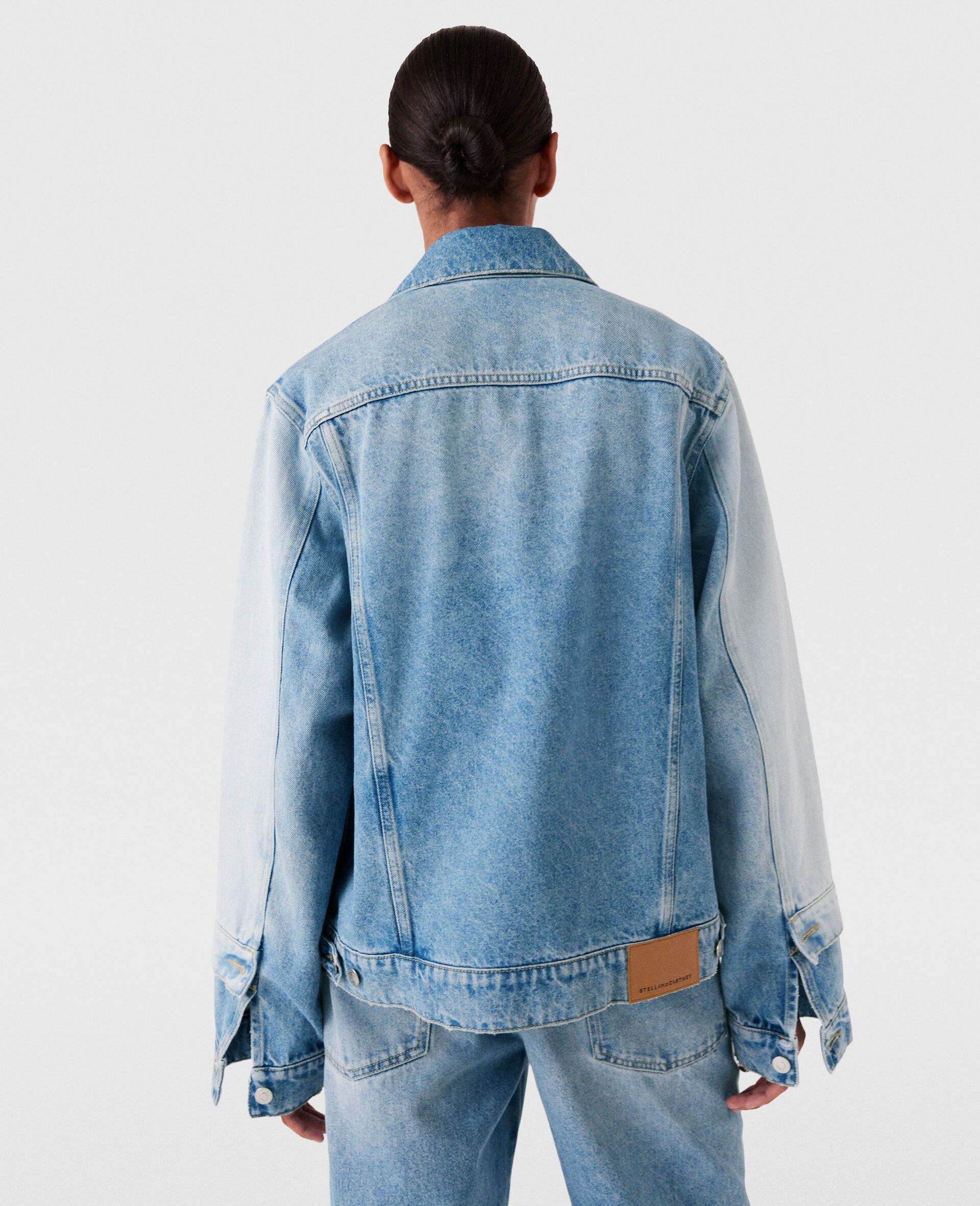 Contrast Panel Denim Jacket-Blue-large Contrast Panel Denim Jacket-Blue-large image number 4