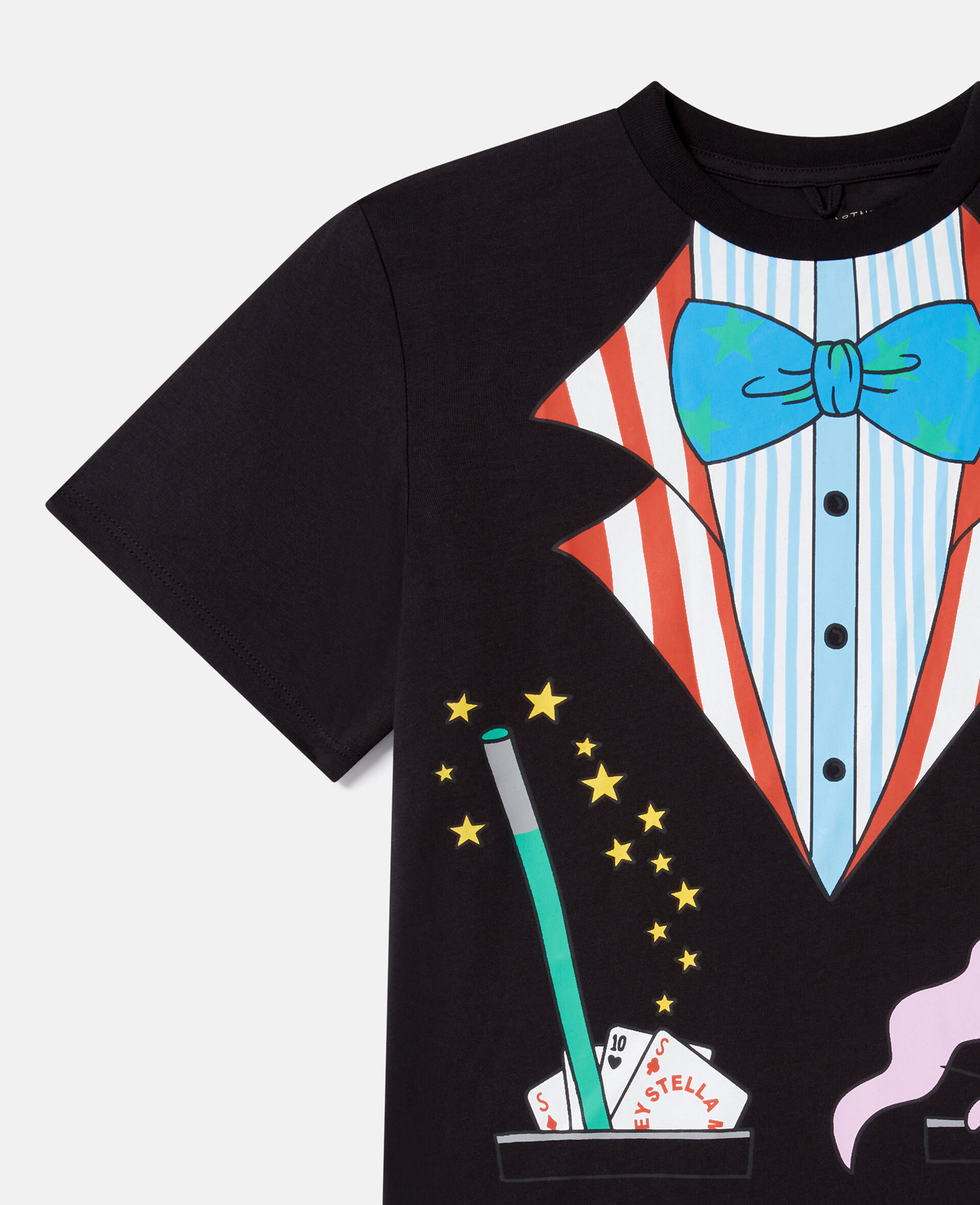 Magicians Bunny Graphic Crewneck T-Shirt-Black-large image number 1