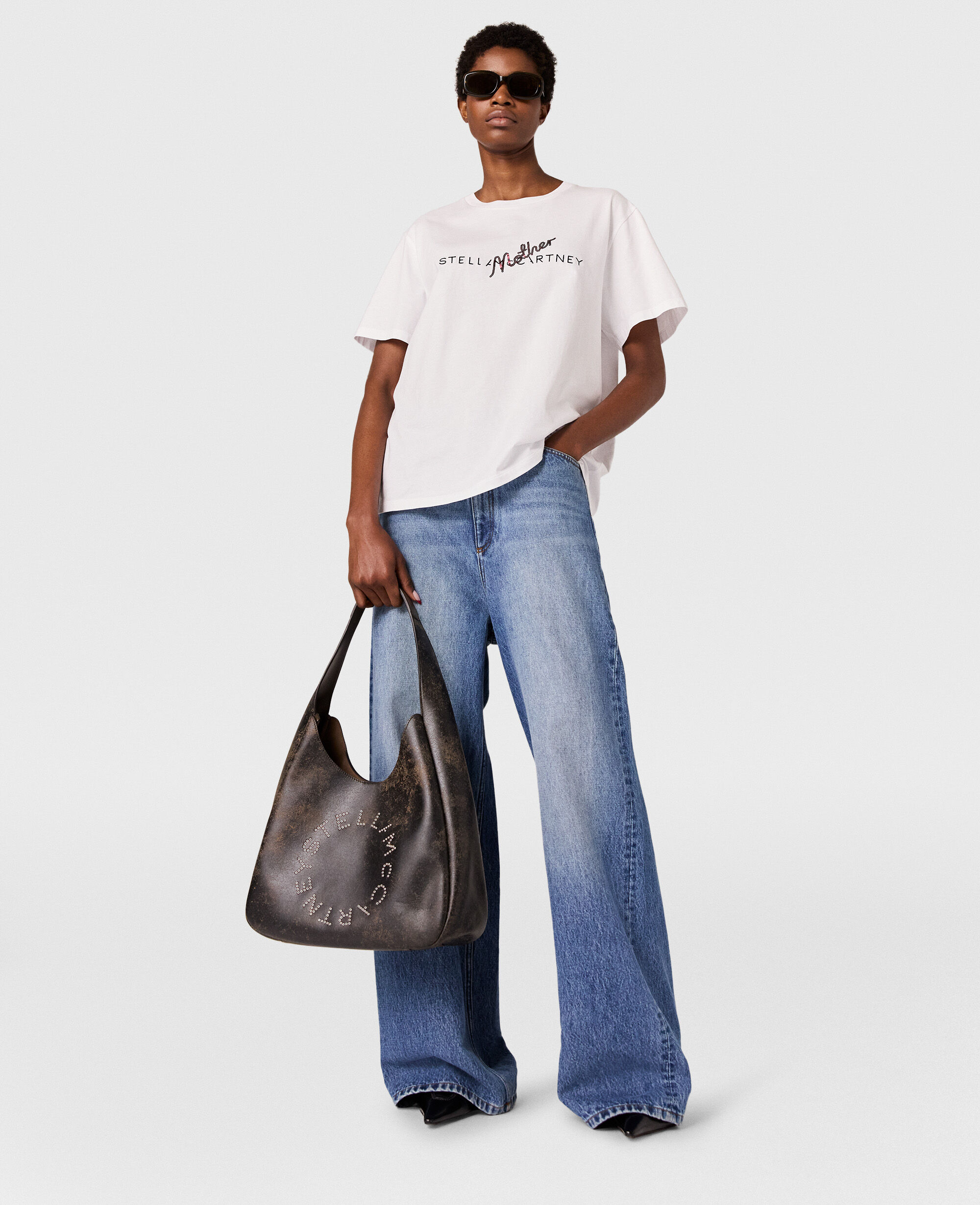 Women Pure white Mother Sequins Boxy T-Shirt | Stella