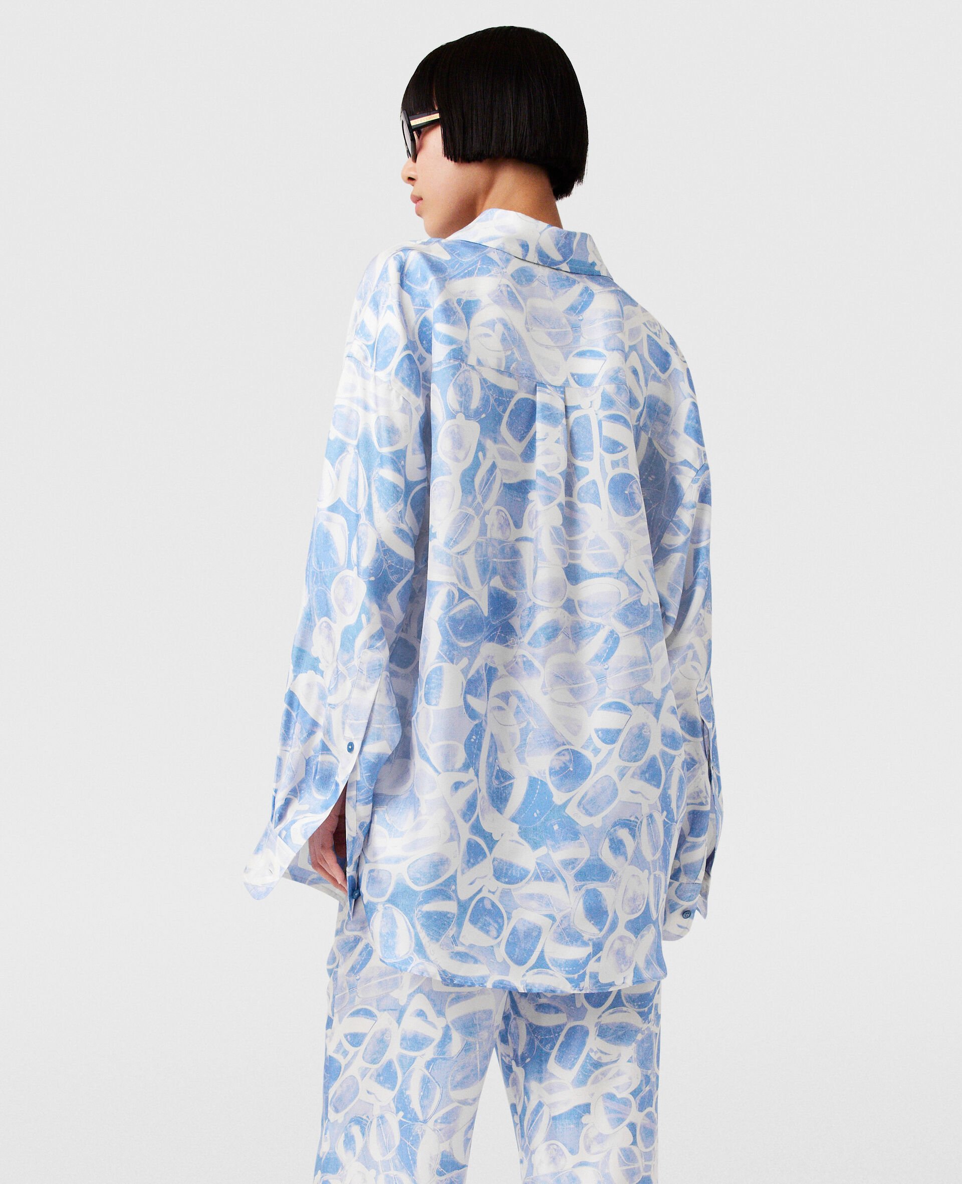 Sunglasses Print Long-Sleeve Shirt-Blue-large image number 4