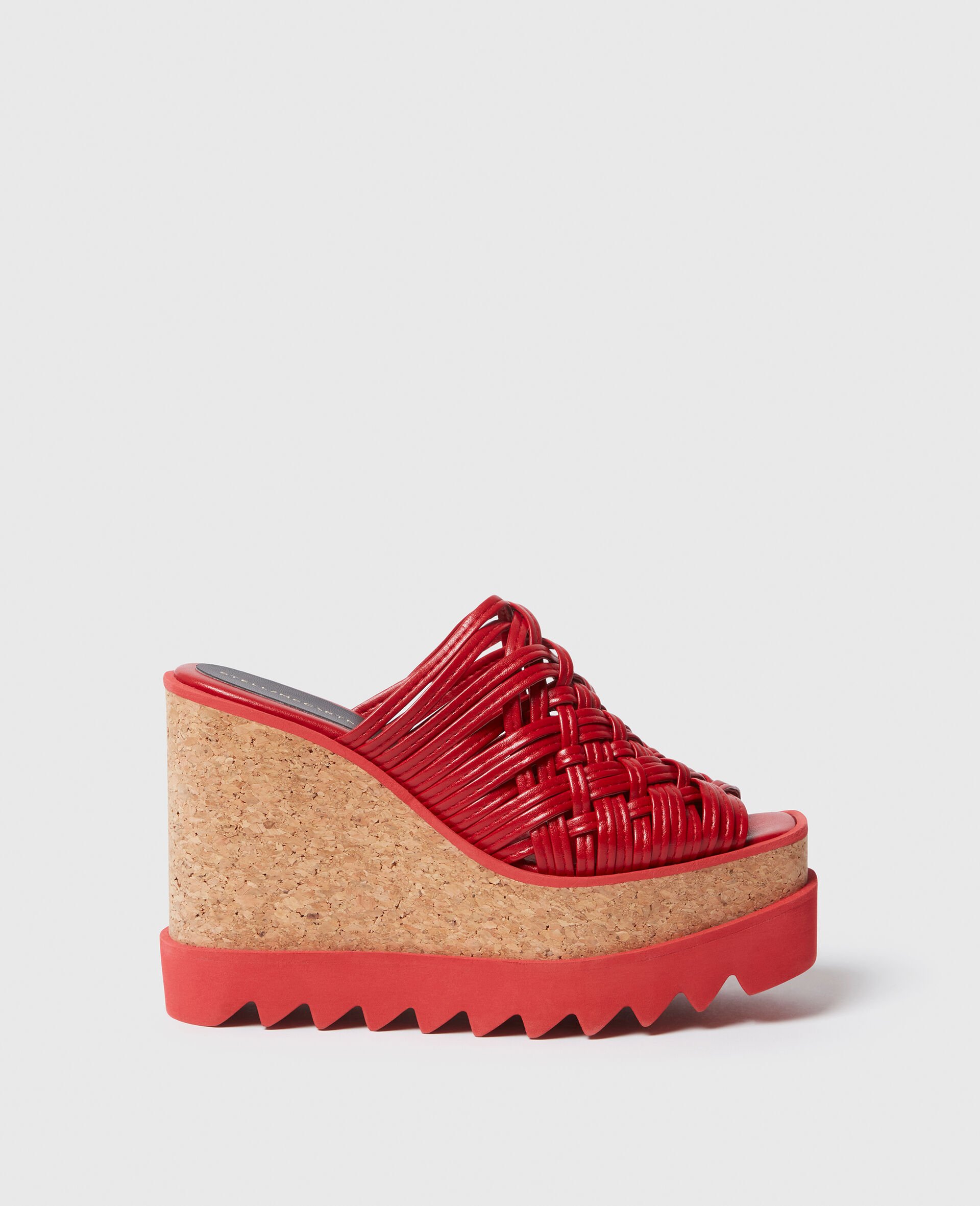 Sneak-Elyse Woven Platform Wedge Sandals-Red-large image number 0