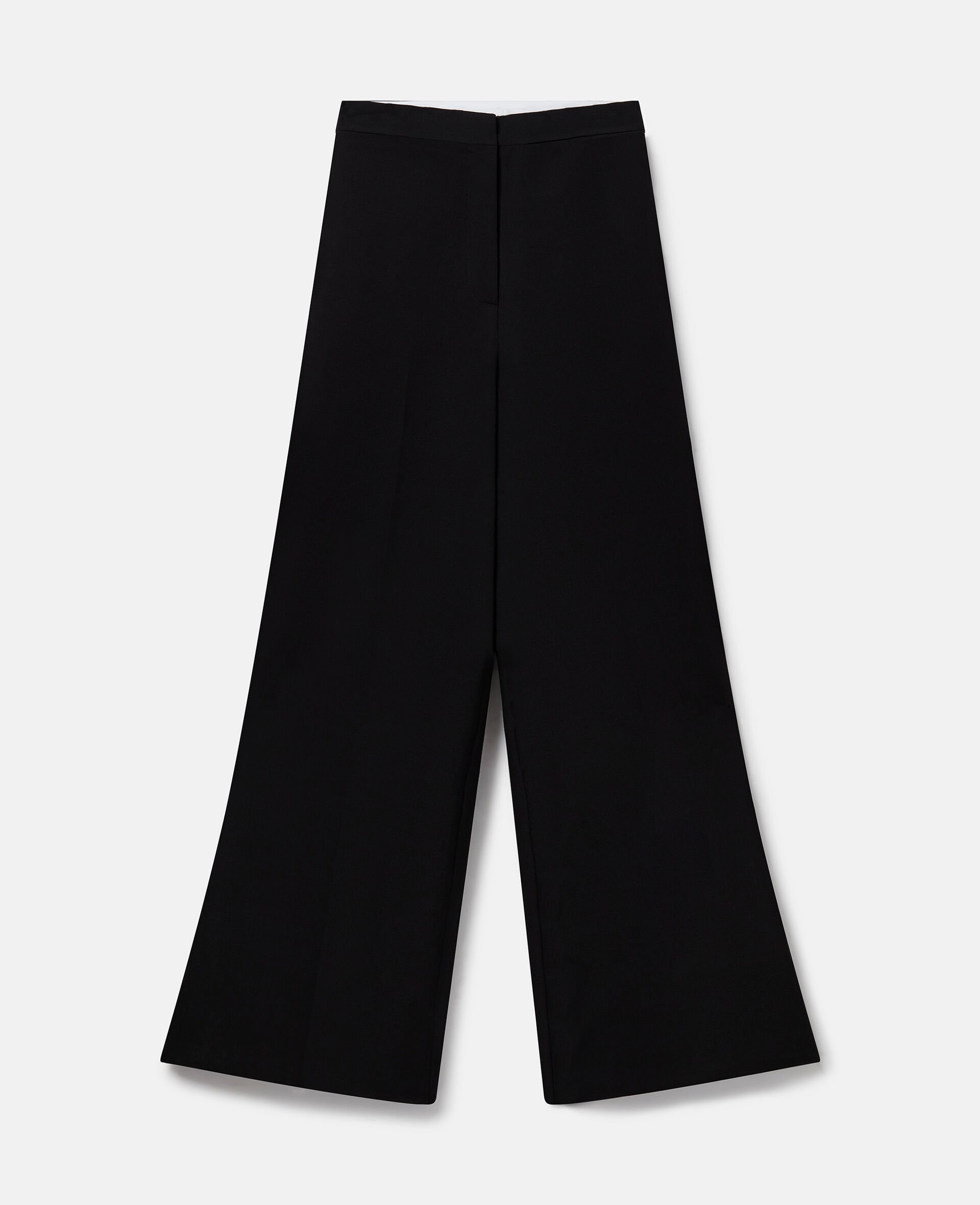 Pleated High-Rise Wide-Leg Wool Trousers-Black-large image number 0