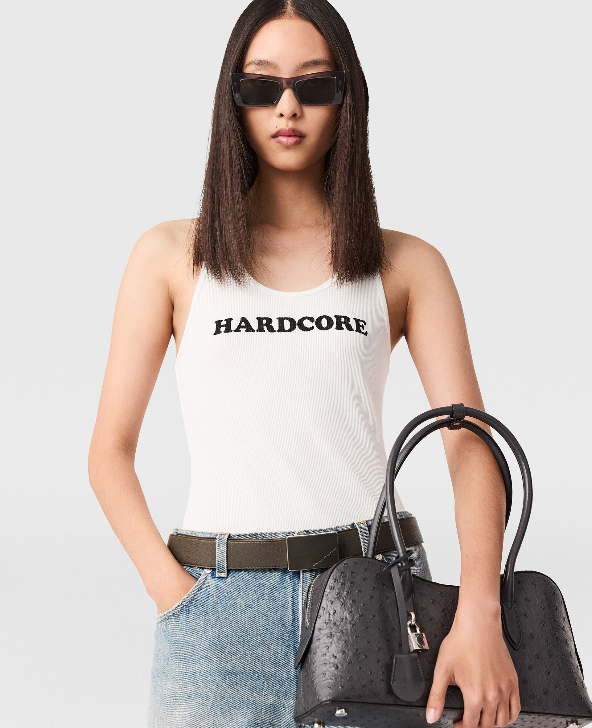 Hardcore Slogan Tank Top-White-large image number 4