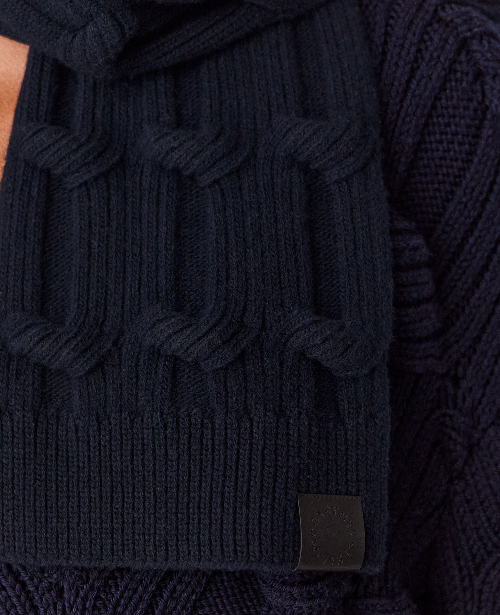 Falabella Cable-Knit Scarf-Grey-large image number 3